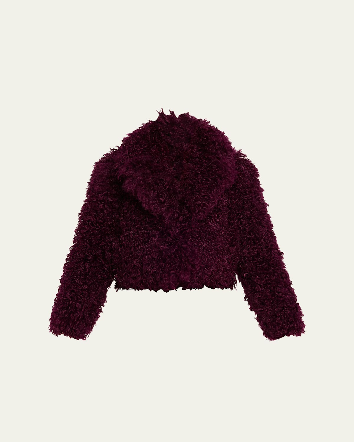 L'agence Aura Cropped Faux Fur Jacket In Burgundy