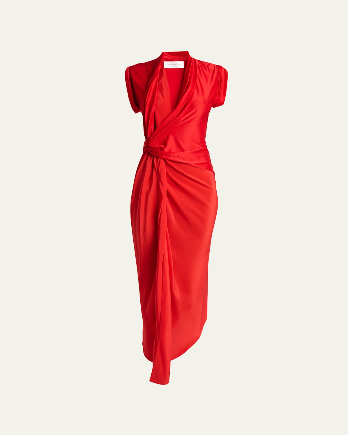 Victoria Beckham Asymmetric Twisted Silk Slit Maxi Dress