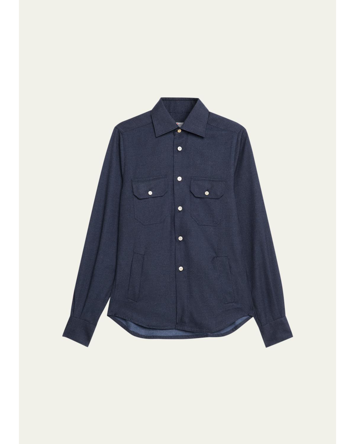 Men'S Cashmere Twill Double-Pocket Button-Down Shirt