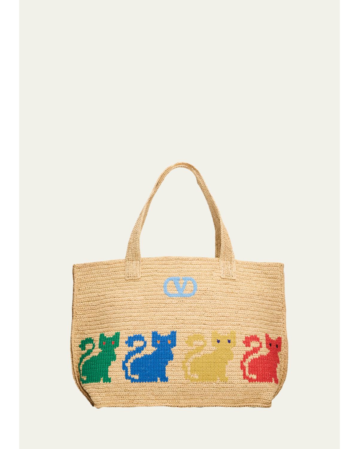 Raffiachat Large Embroidered Tote Bag