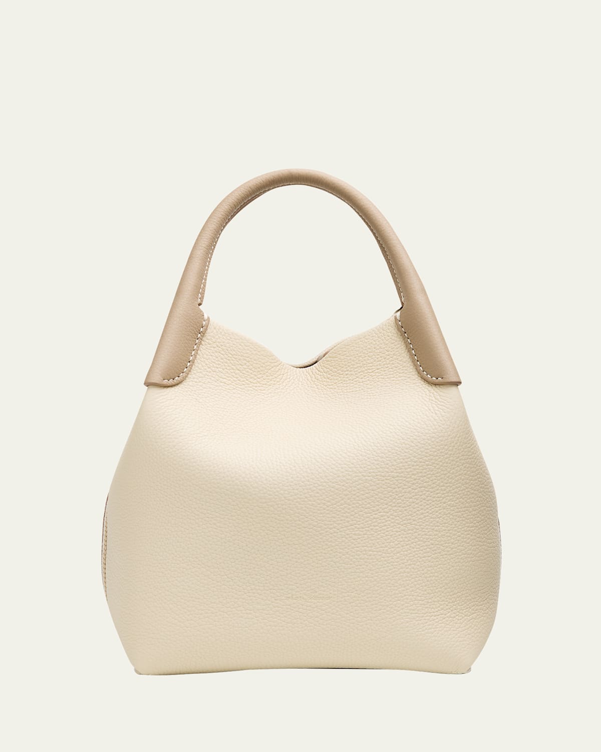 Loro Piana Bale Two-tone Leather Bucket Shoulder Bag In Pattern