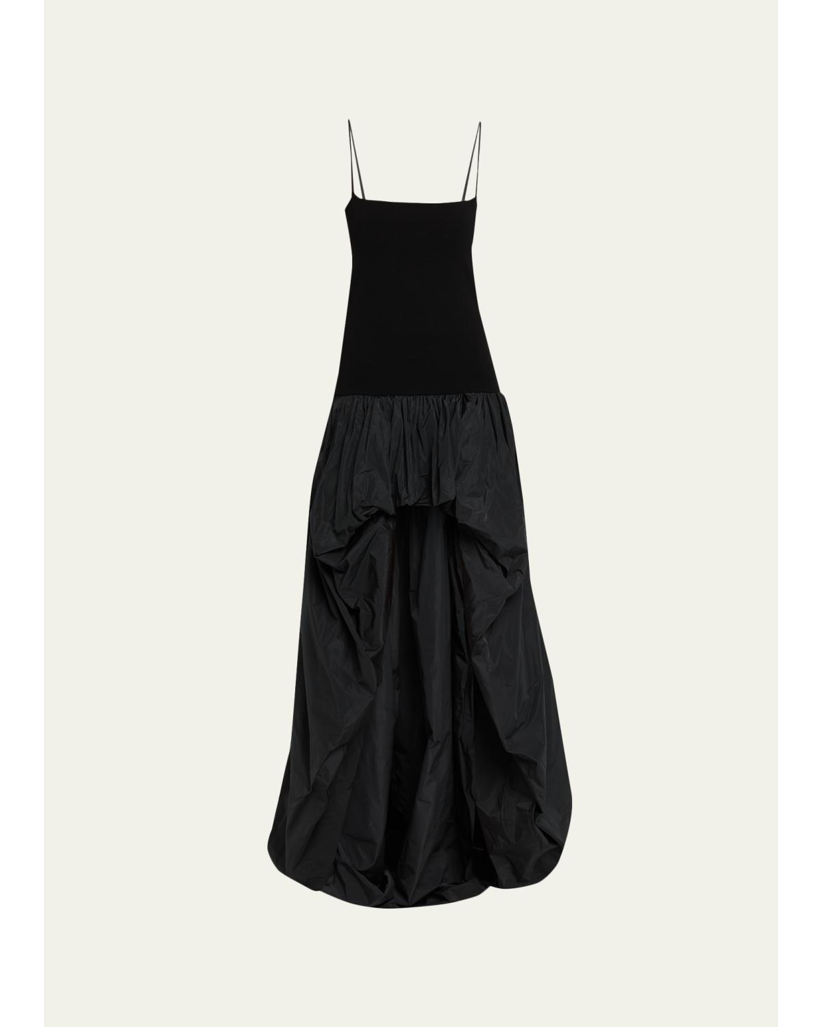 Crepe Jersey High-Low Bubble Maxi Dress