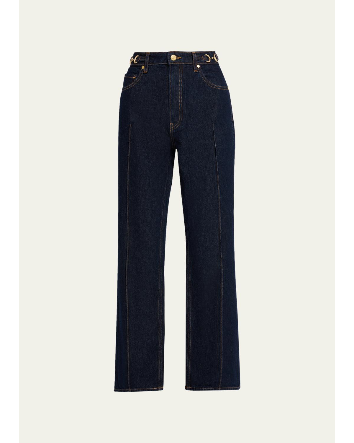The Agatha Straight-Leg Pintuck Jeans