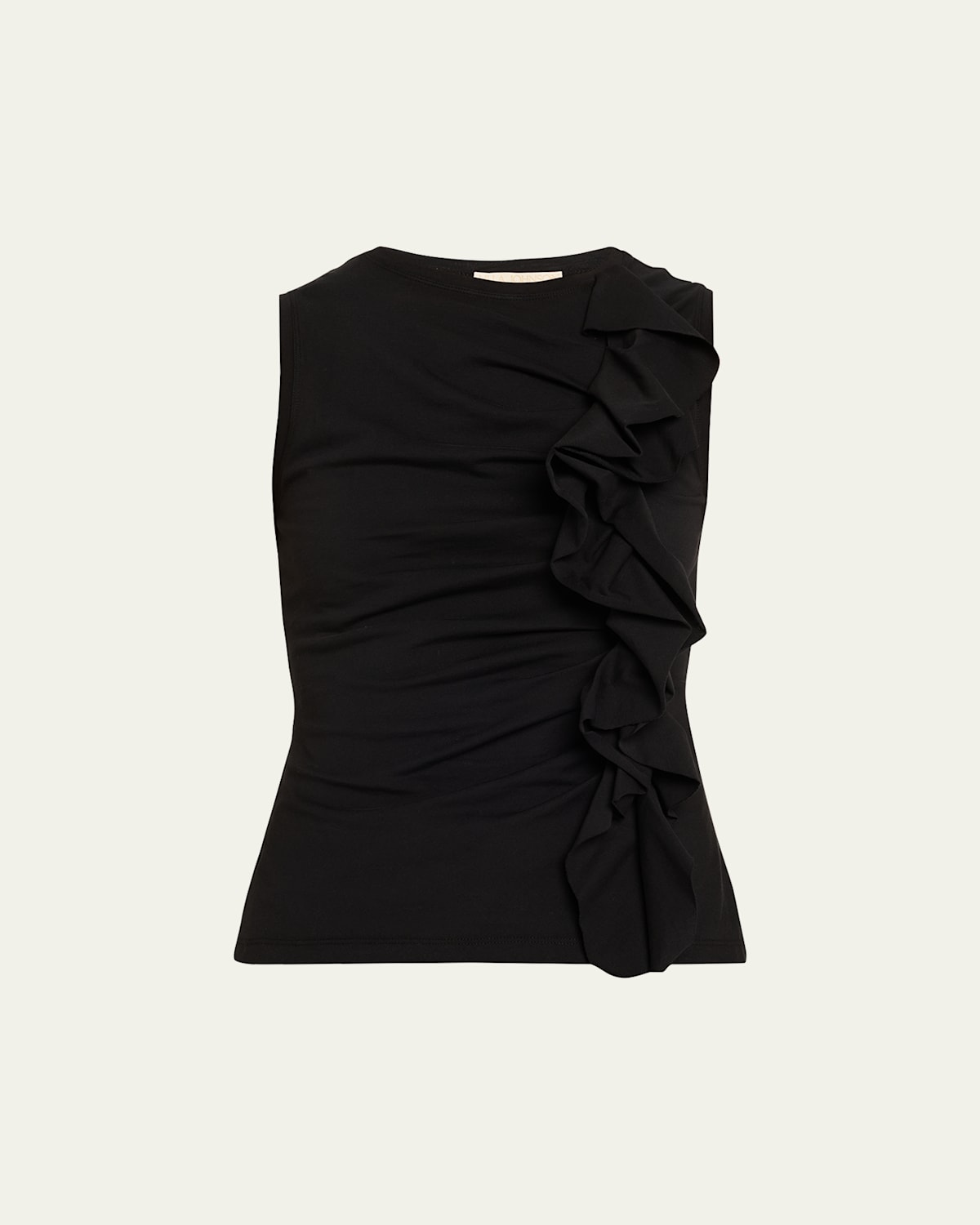 Ulla Johnson Clio Ruched Sleeveless Ruffle Top In Black