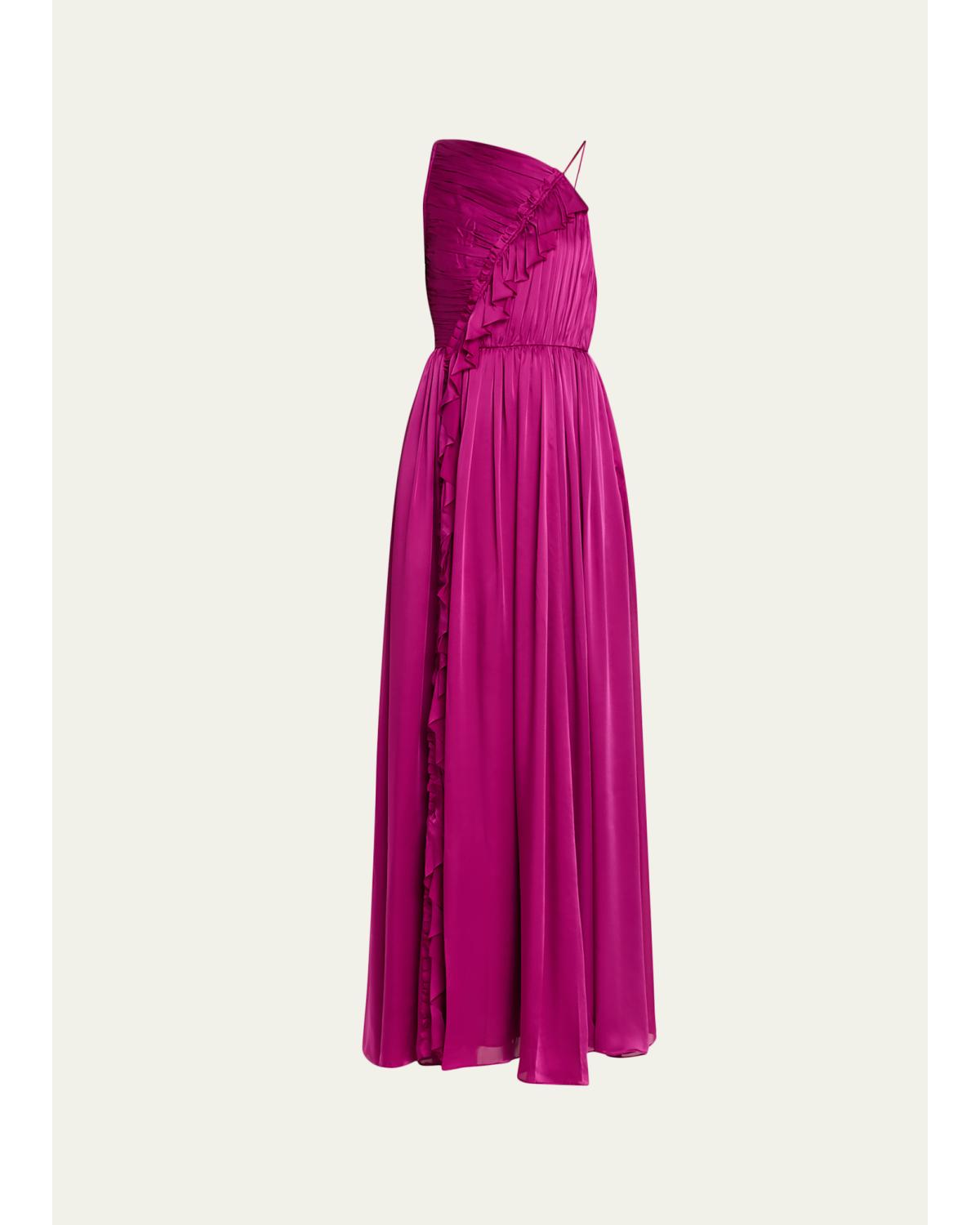 Aisha Asymmetric Silk Chiffon Gown