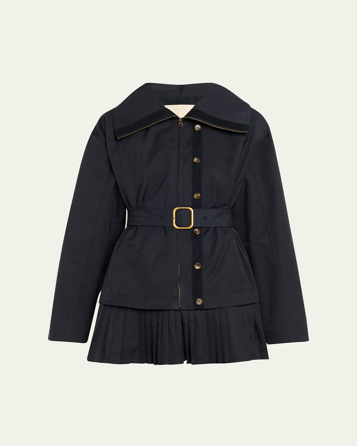 Ulla Johnson Lison Belted Jacket With Pleated Hem In Blue