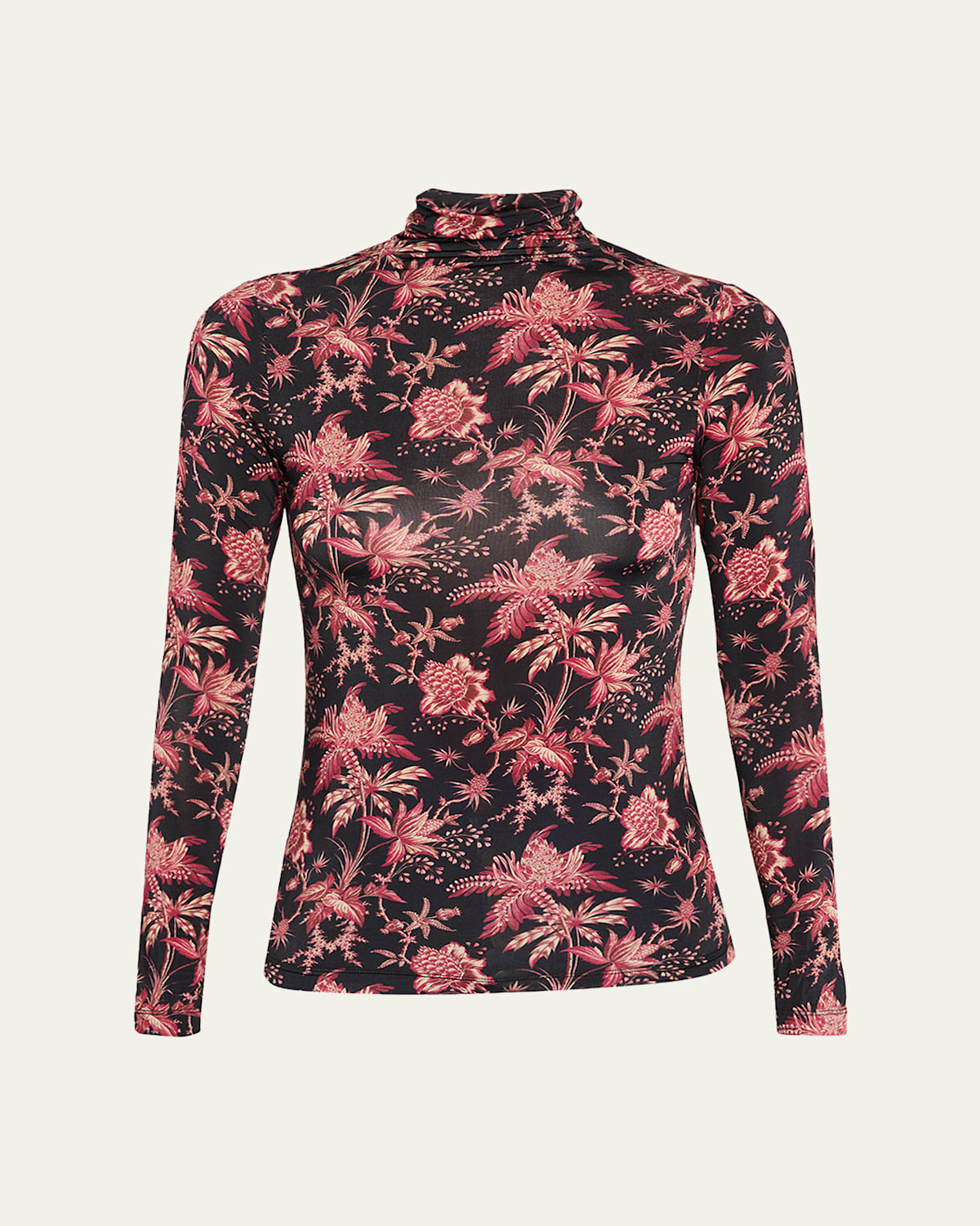 Ulla Johnson Aurelia Jersey Long Sleeve Turtleneck Top In Night Lily In Blue