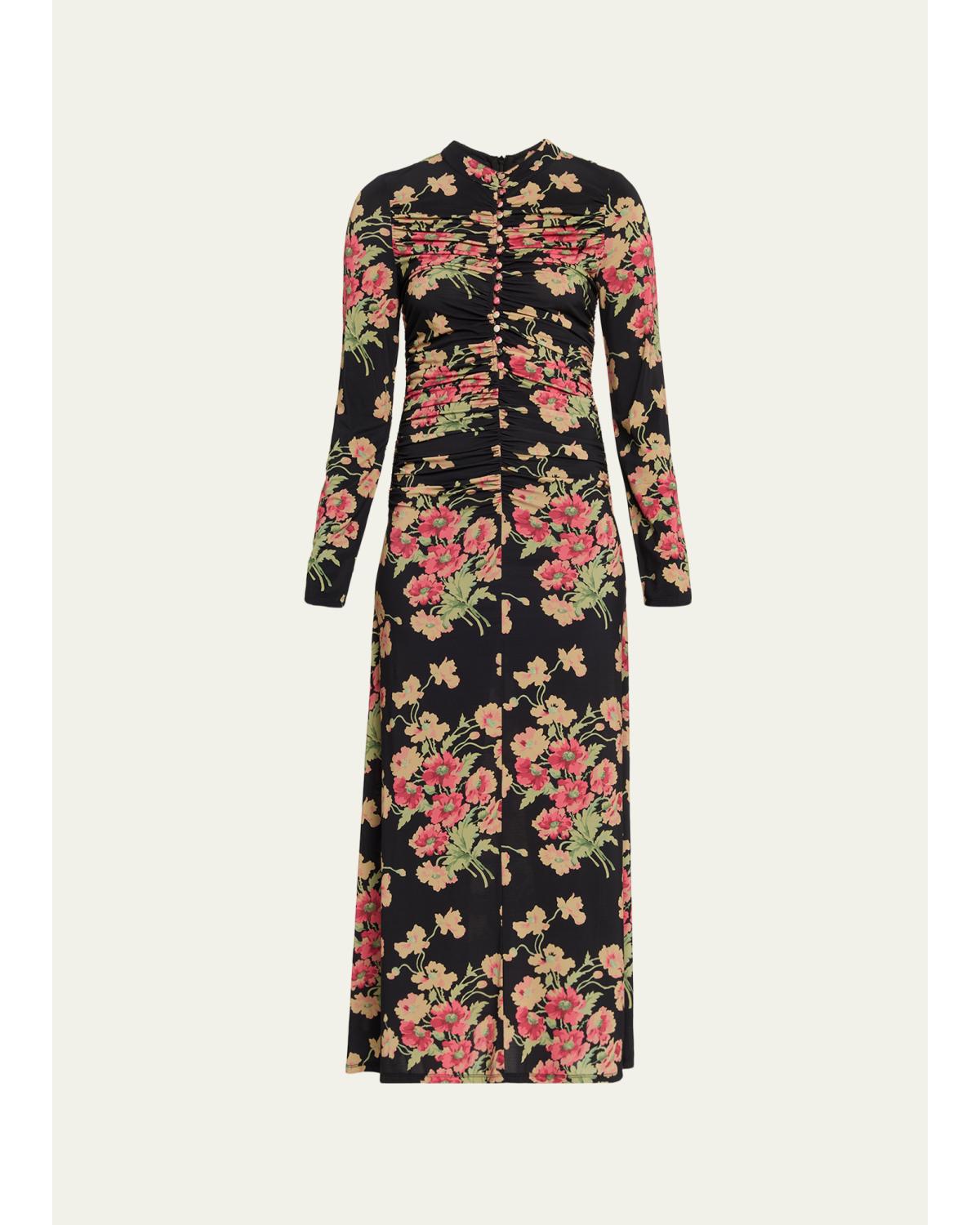 Cornelia Floral Long-Sleeve Midi Dress