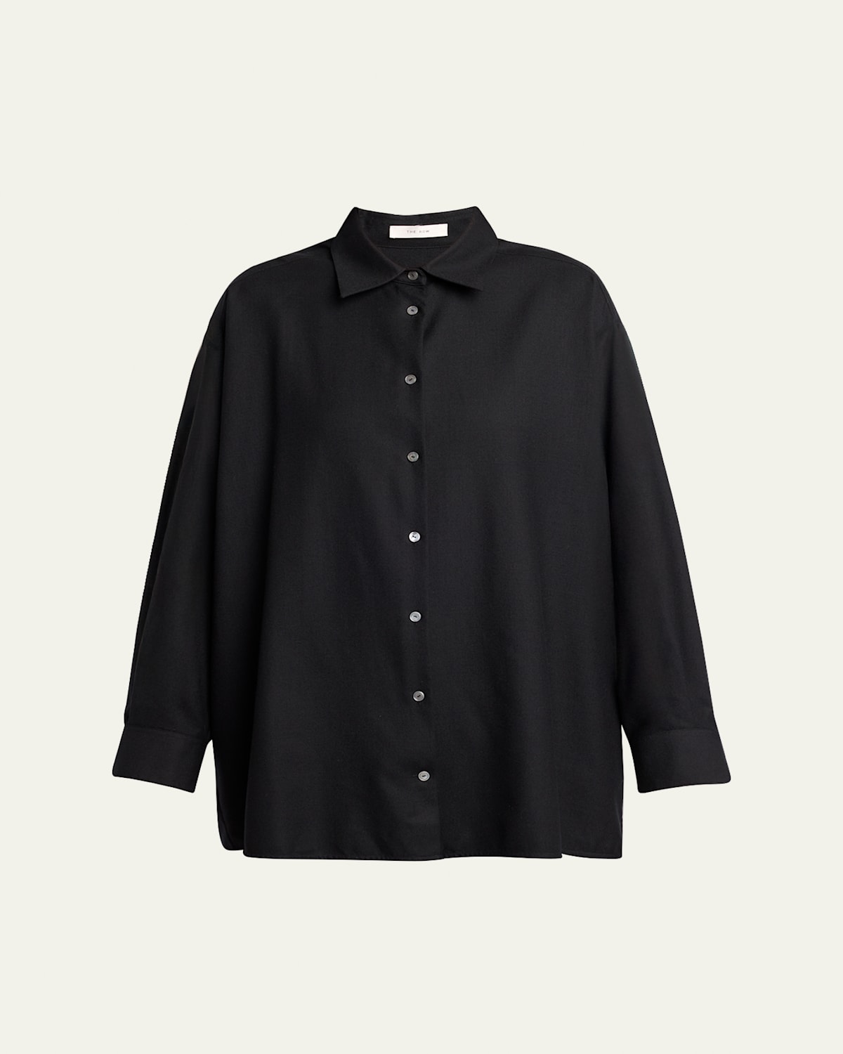 The Row Luka Wool Twill Oversized Button-down Shirt In Black