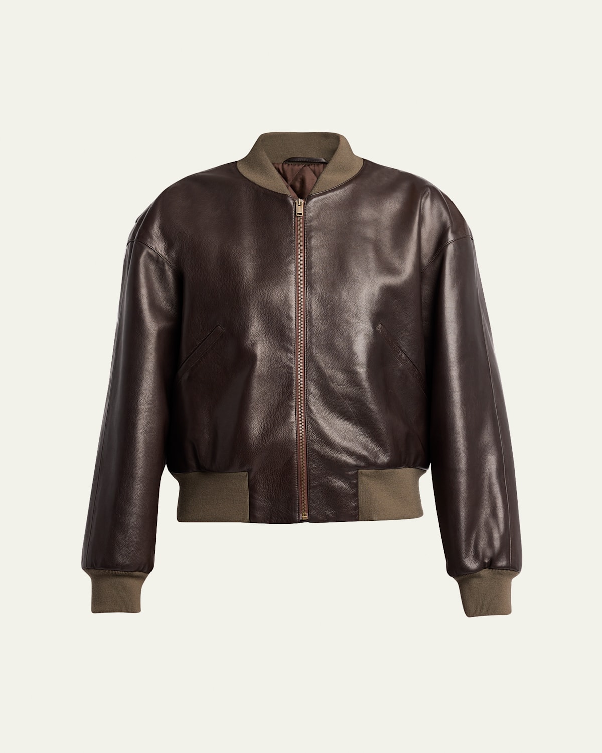The Row Morisel Leather Bomber Jacket In Brown