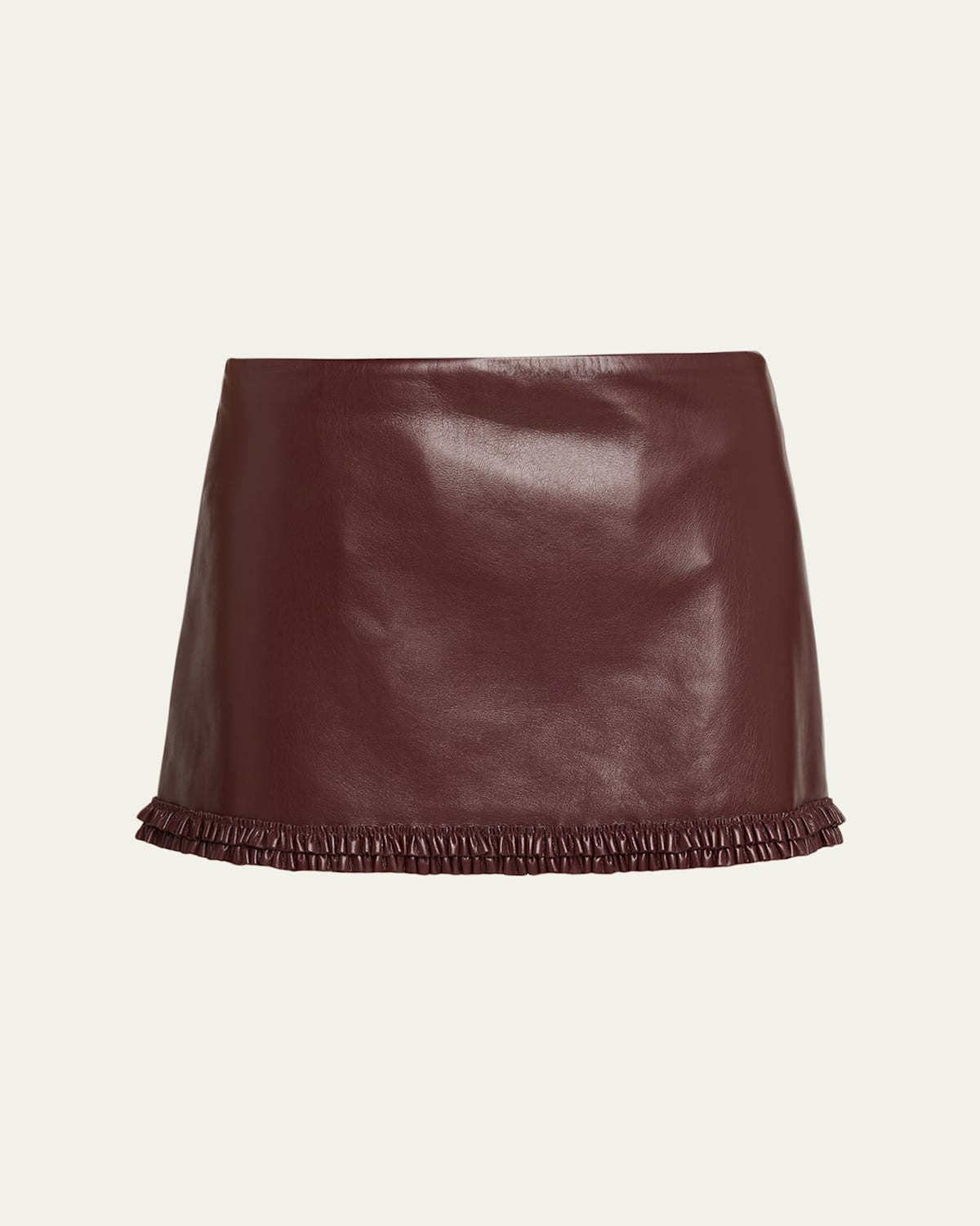 Loveshackfancy Noala Faux Leather Mini Skirt In Burgundy