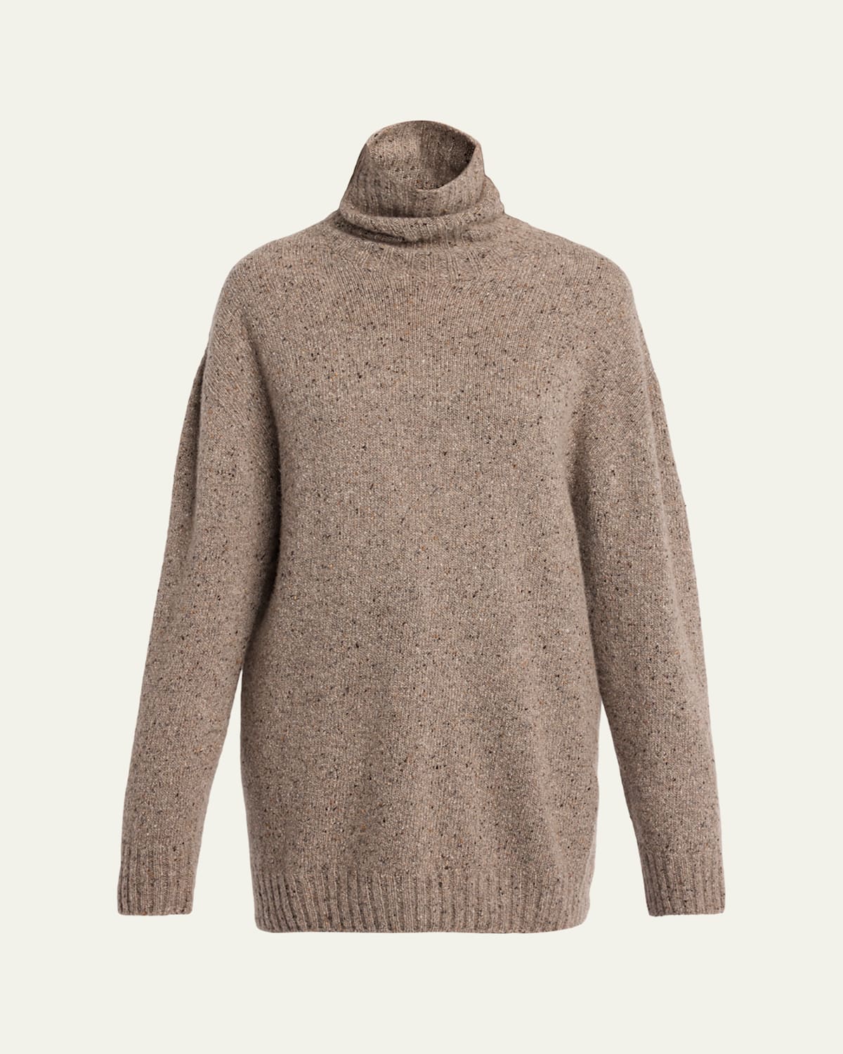 The Row Mirai Turtleneck Oversized Cashmere Sweater In Brown