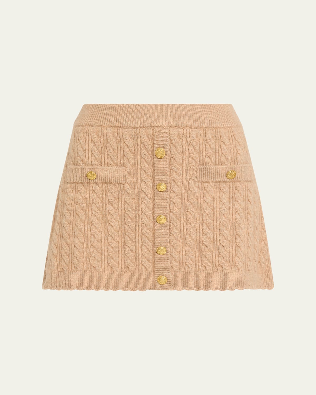 Loveshackfancy Berritt Cable-knit Button Mini Skirt In Multi