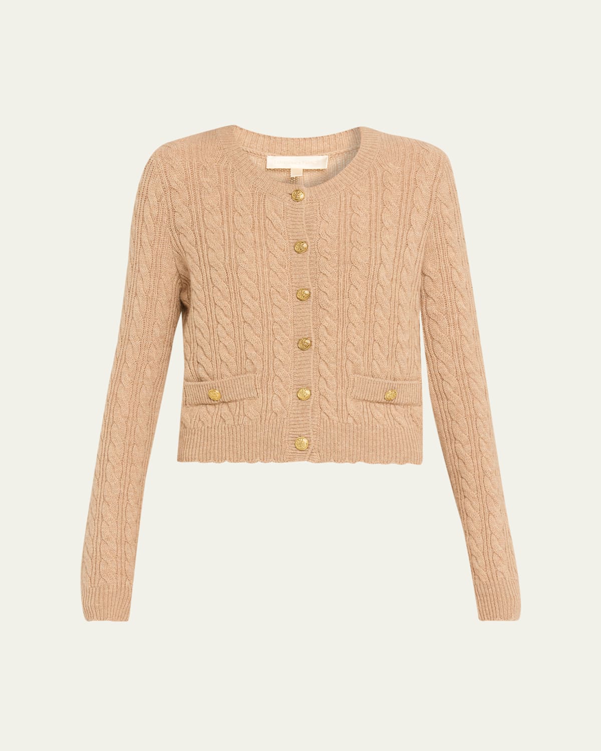 Loveshackfancy Eugenie Cable-knit Wool Cashmere Cardigan In Neutral