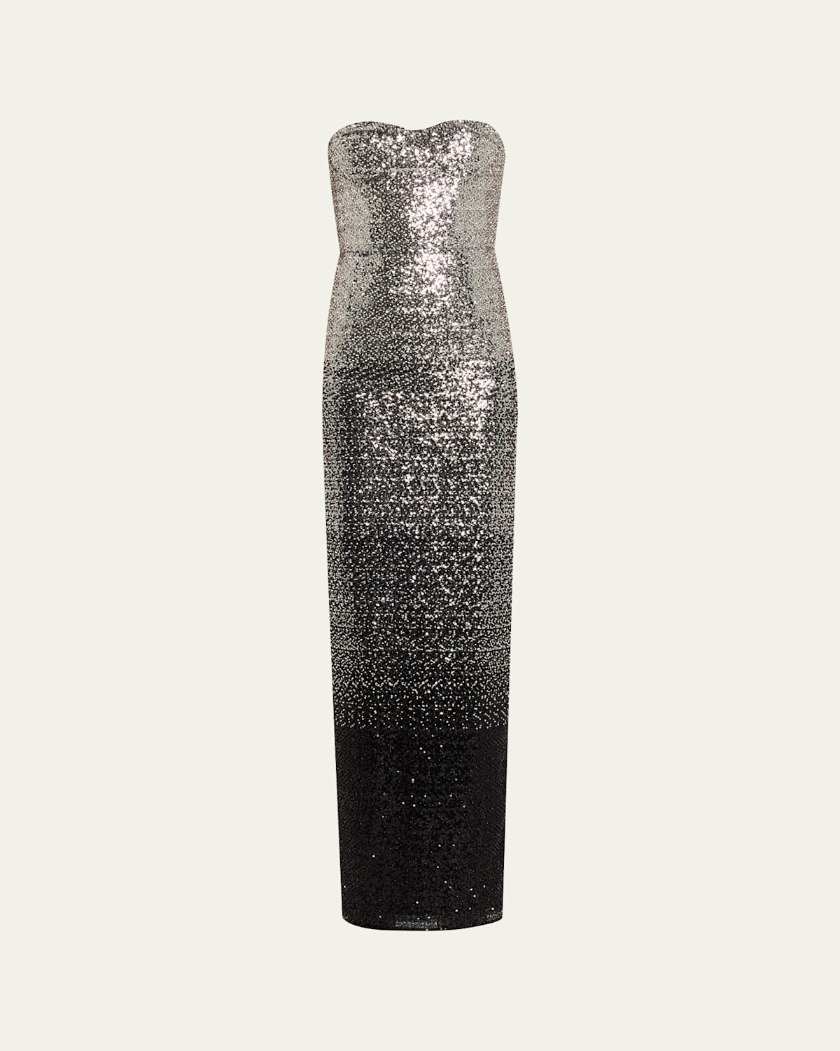 Bronx And Banco Dahlia Ombre Sequined Strapless Maxi Dress In Silver