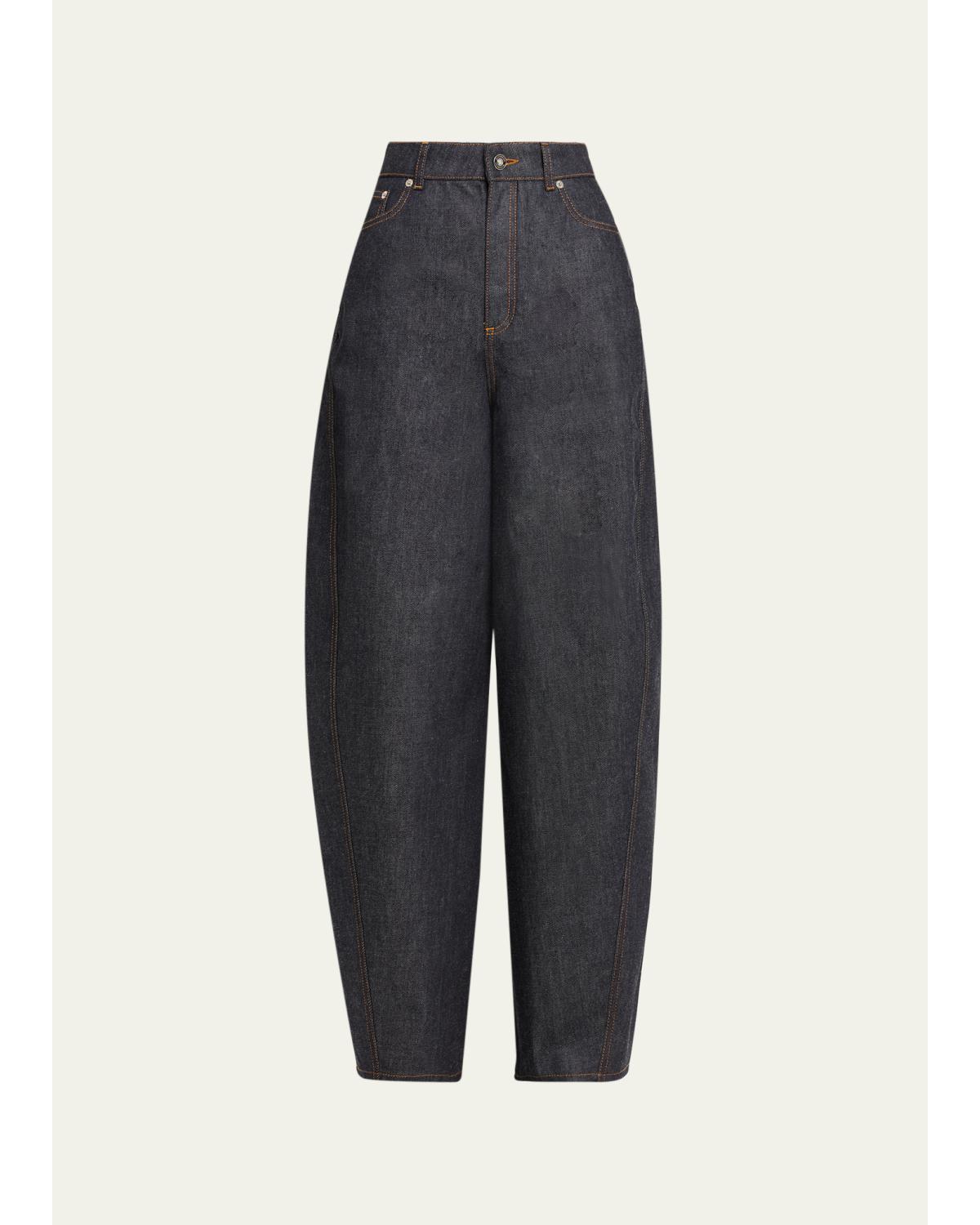 Denim Barrel-Leg Cocoon Pants