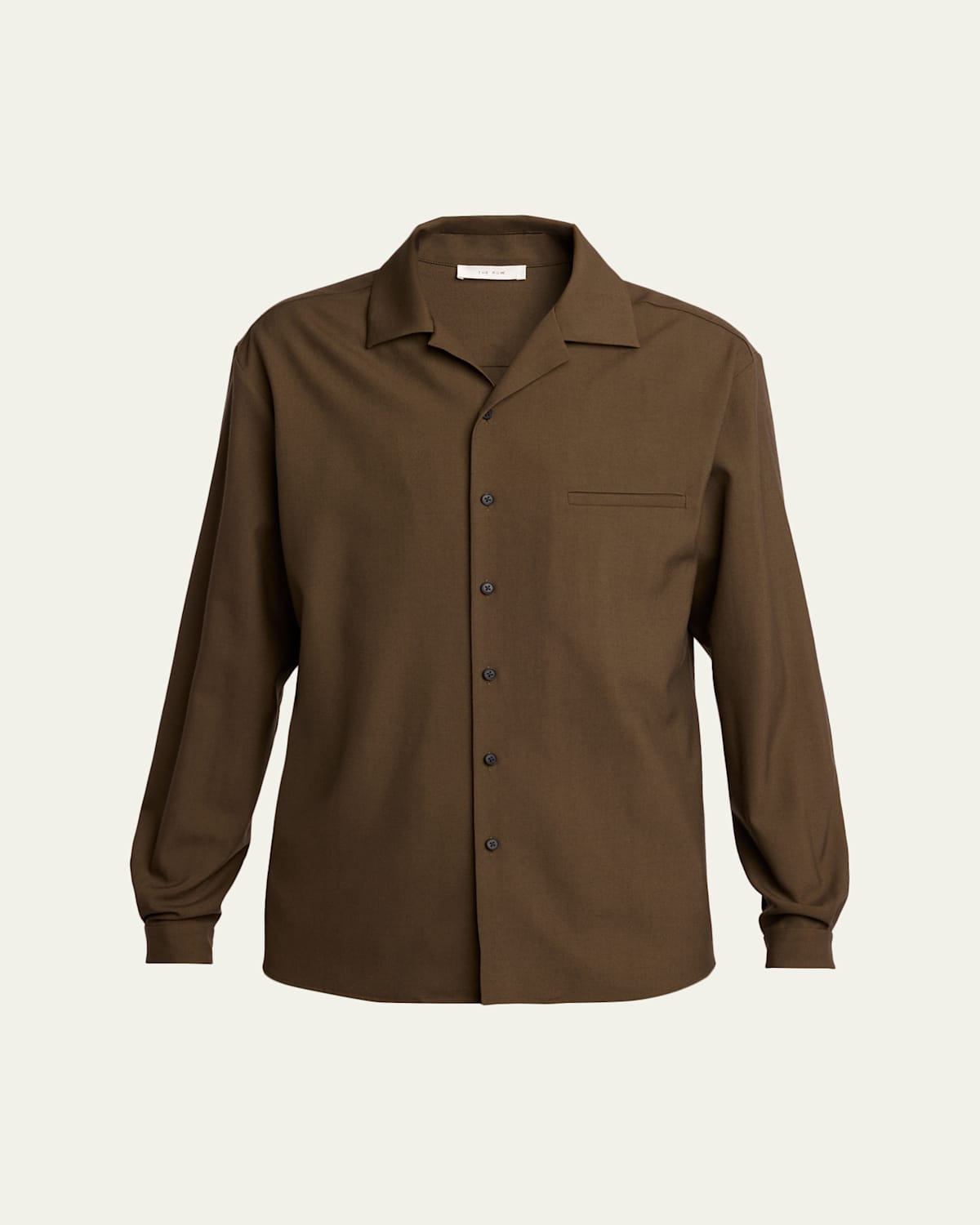 The Row Men's Kanta Wool Notch-collar Button-down Shirt In Brown
