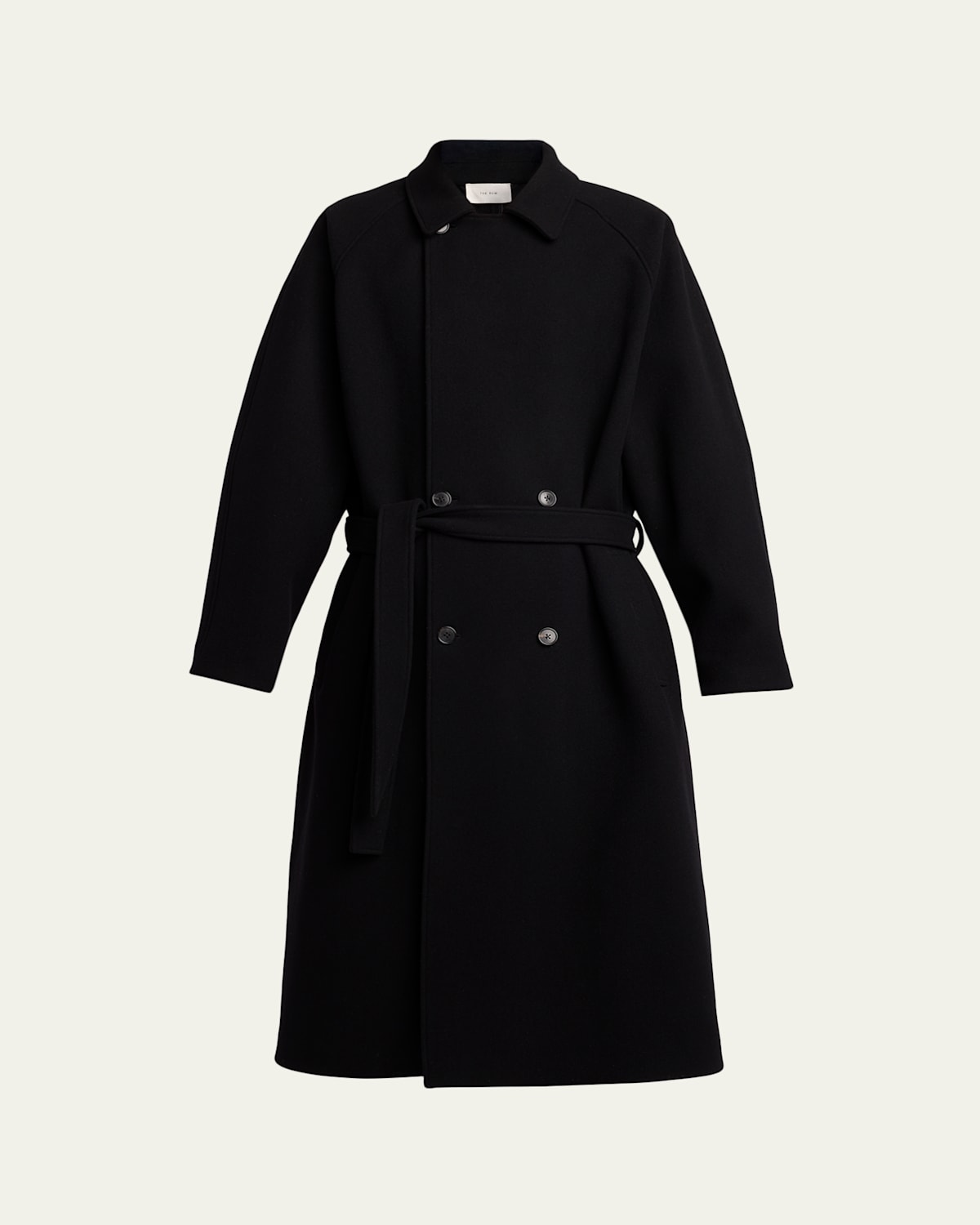 The Row Men's Wool Belted Double-breasted Coat In Black