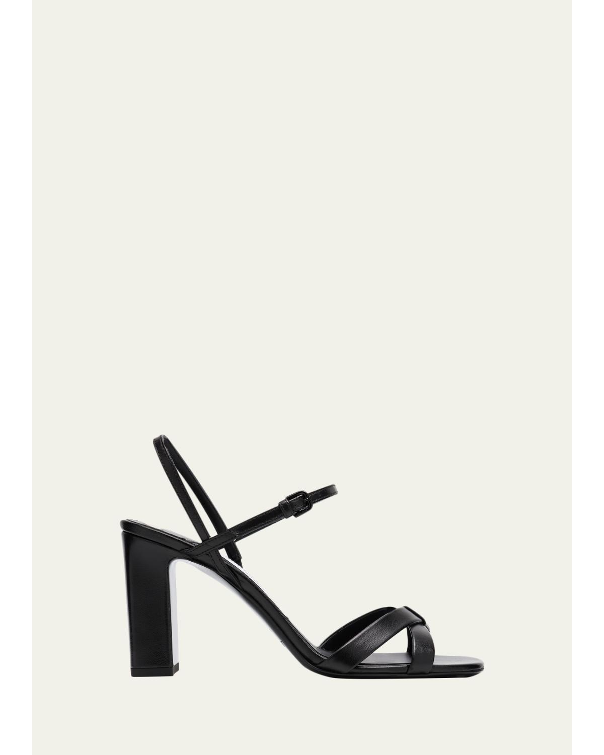 85Mm Elsy Leather Block-Heel Sandals