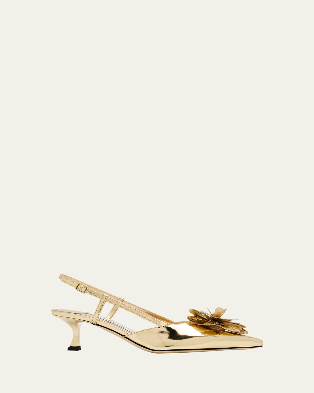 Jimmy Choo Mimmi Metallic Leather Kitten-heel Slingback Pumps In Gold