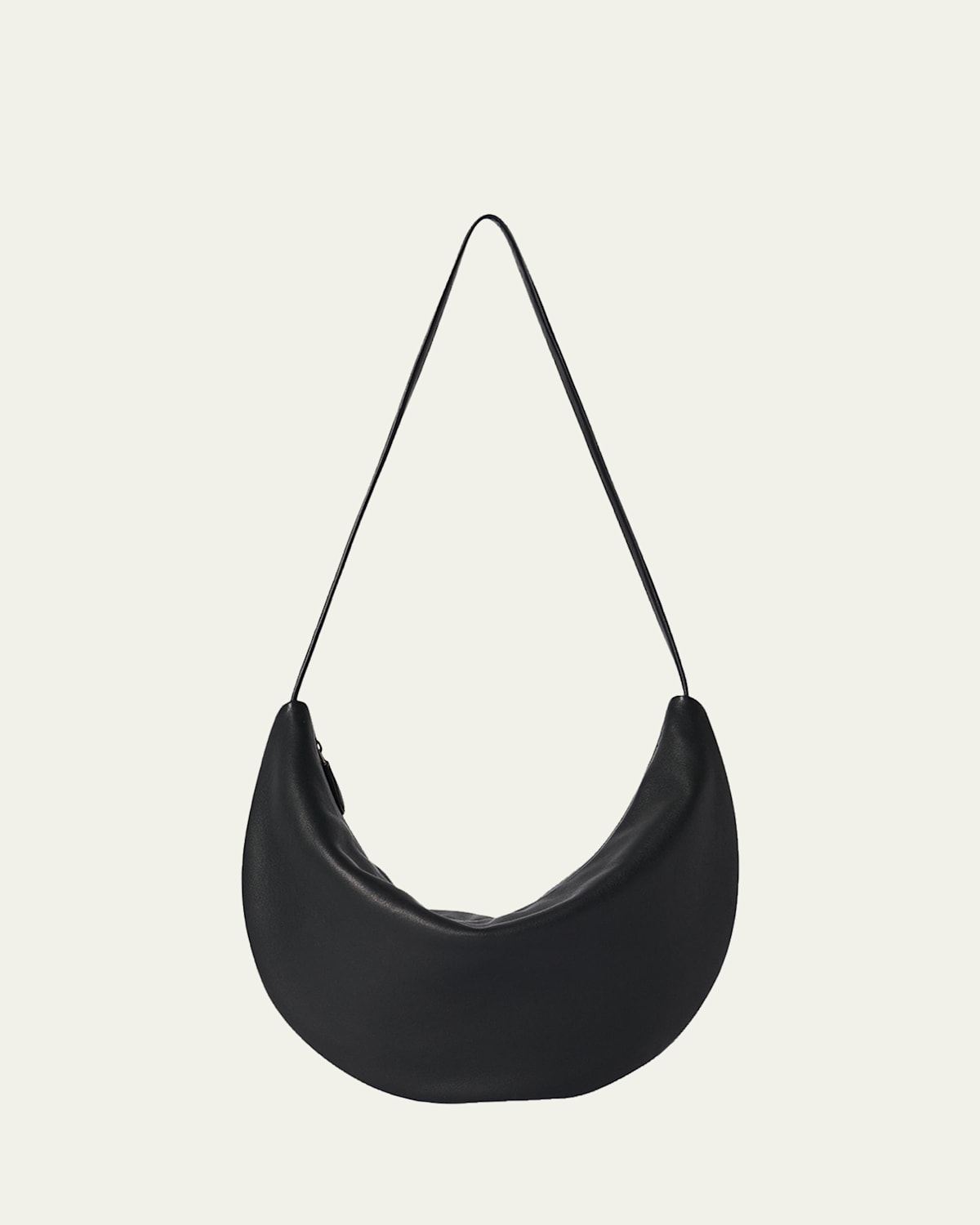The Row Izzy Small Crescent Shoulder Bag In Leather In Black