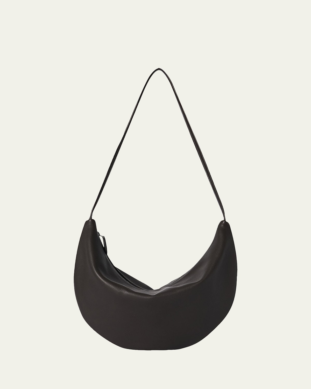 The Row Izzy Small Crescent Shoulder Bag In Leather In Black