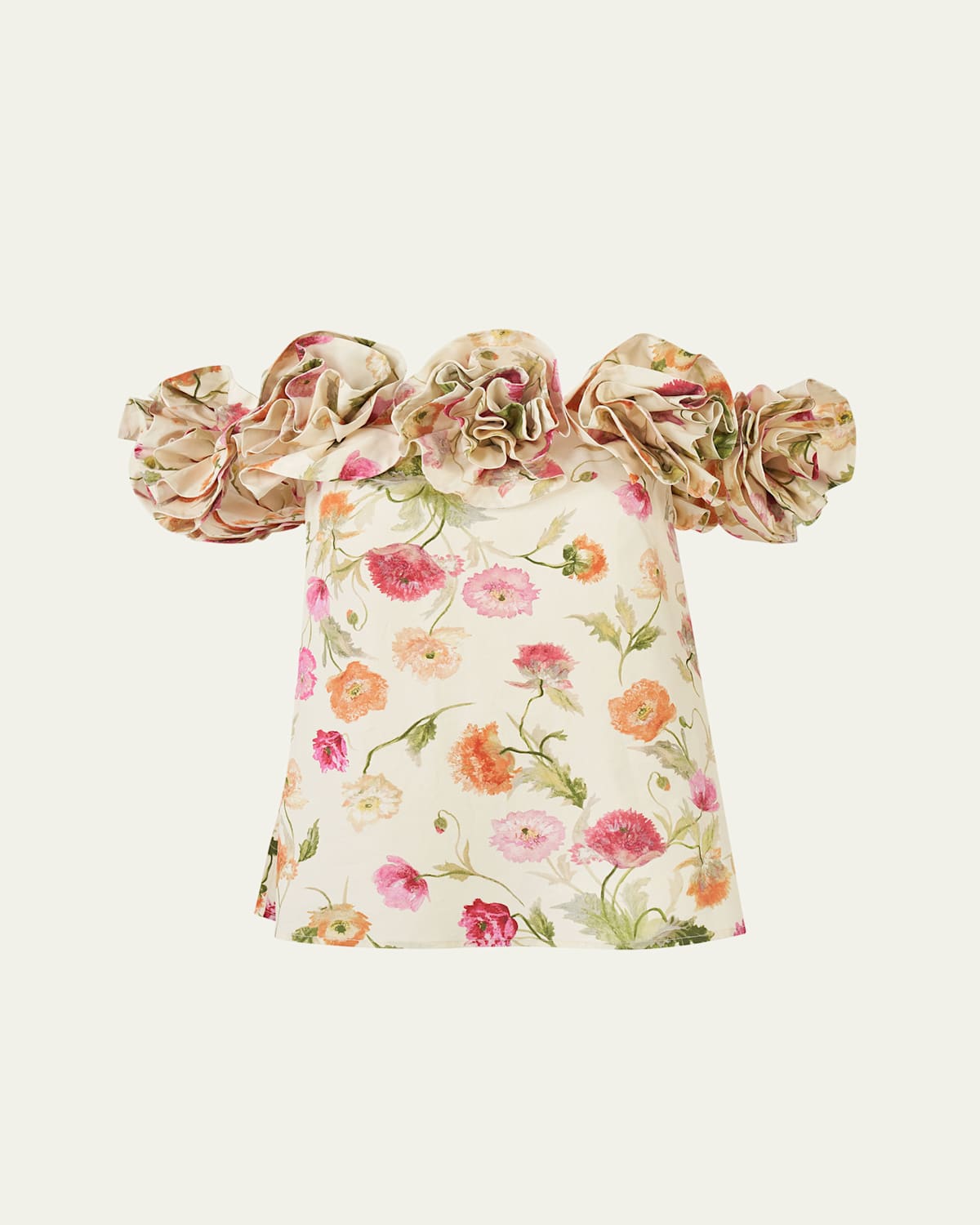 Carolina Herrera Rose Off-the-shoulder Floral Cotton Top In Multi
