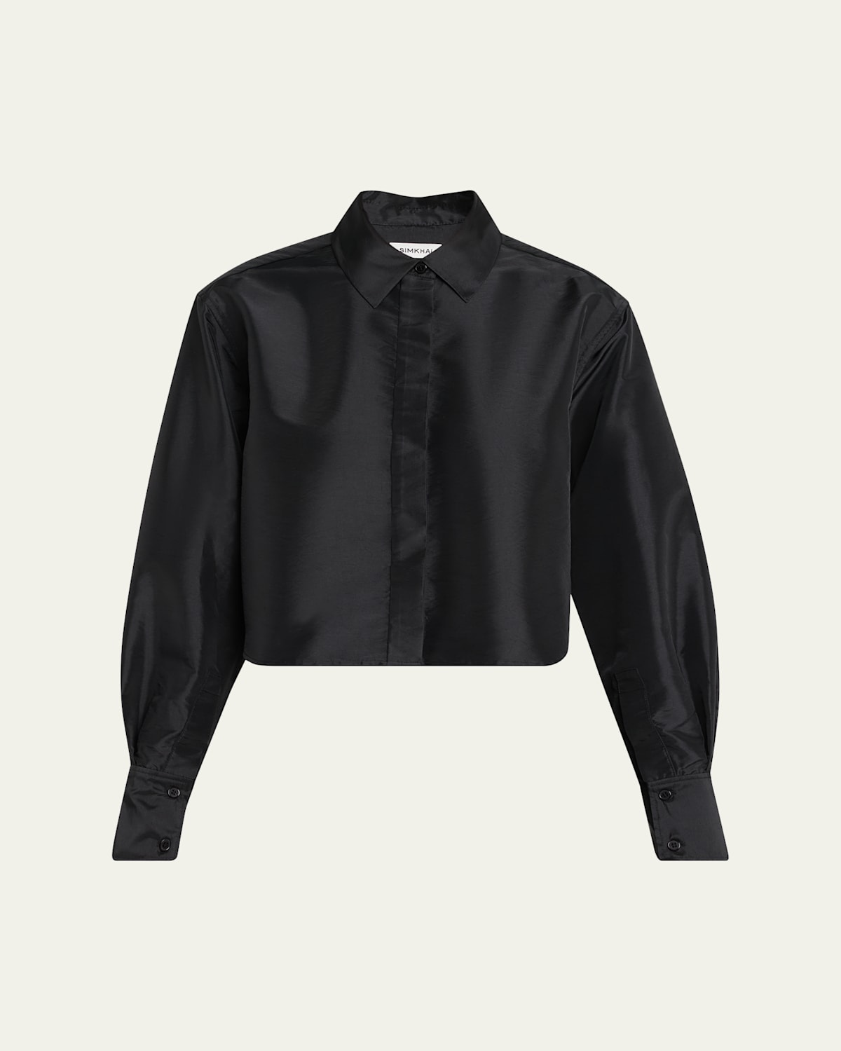 Simkhai Renata Cropped Satin Blouse In Black
