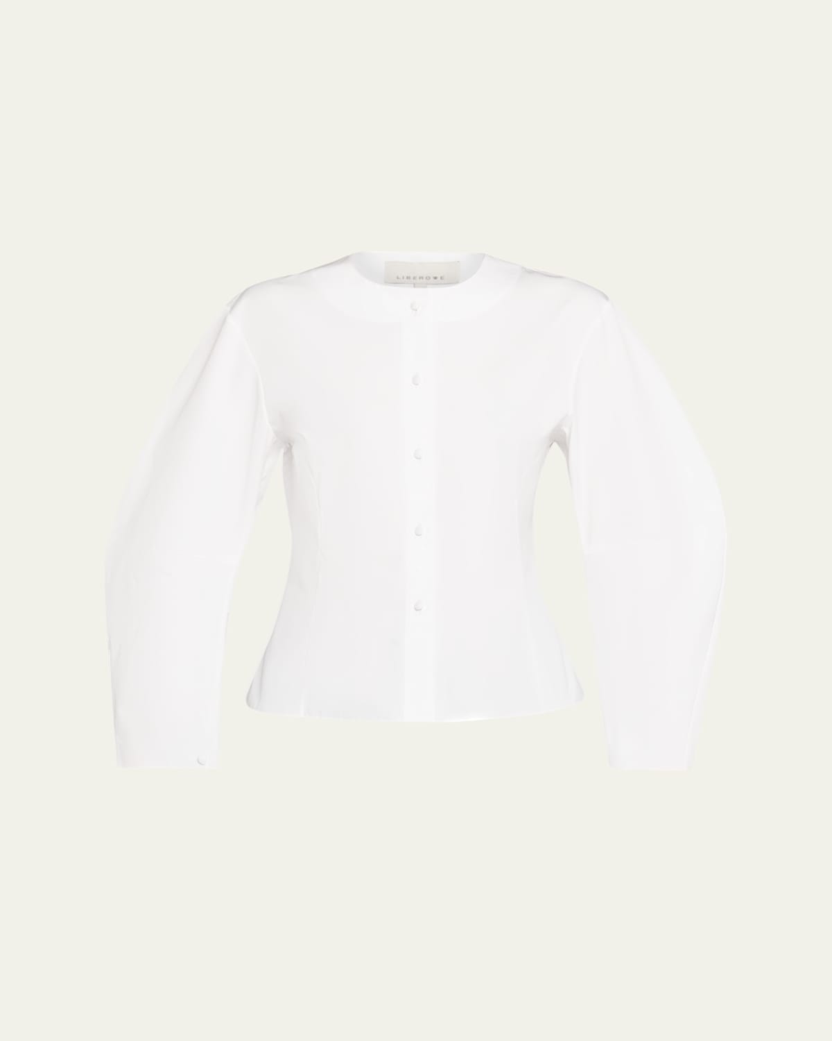 Liberowe Curved Sleeve Slim Button-down Blouse In White