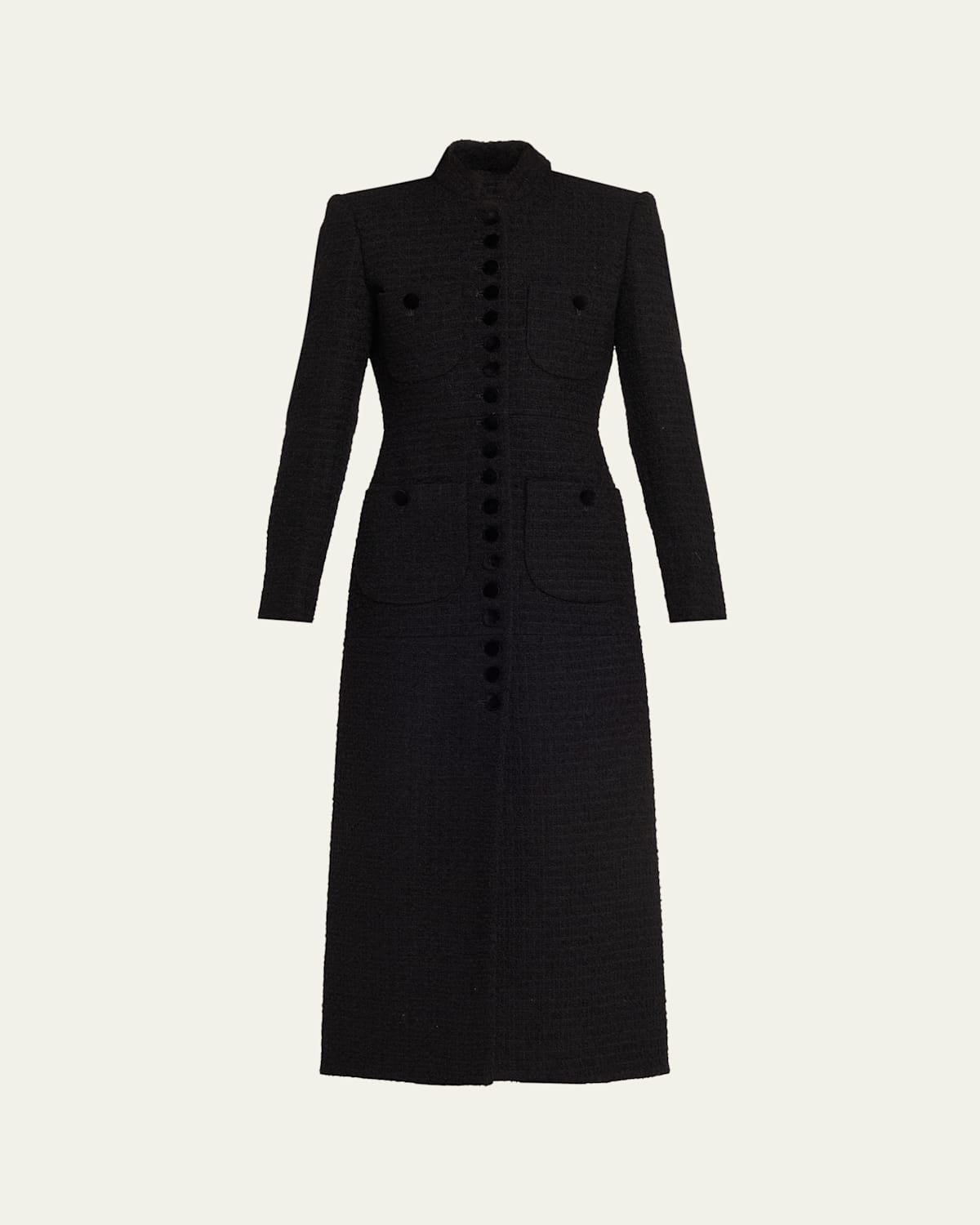 Liberowe Imperial Tweed Single-breasted Coat In Black