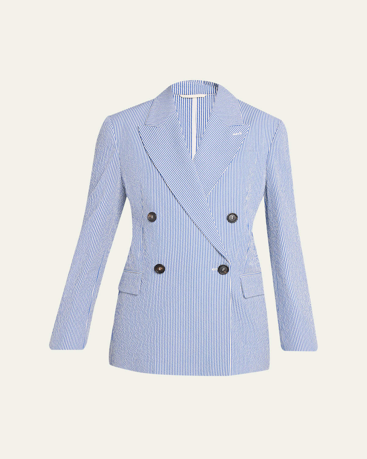 Brunello Cucinelli Seersucker Double-breasted Jacket