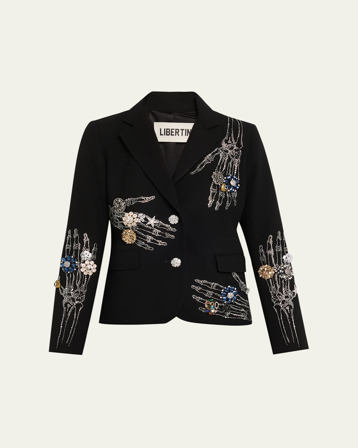 Libertine Buried Treasure Embellished Single-breasted Short Blazer In Black