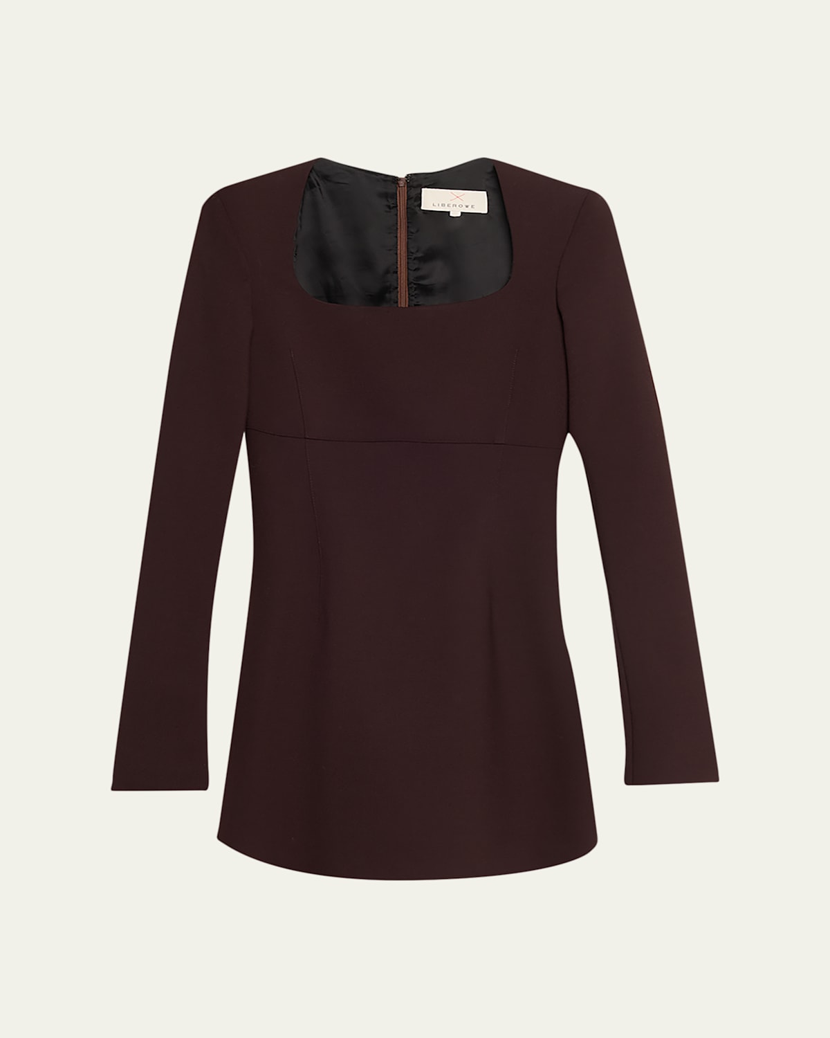 Liberowe Judy Long-sleeve Wool Crepe Mini Dress In Burgundy
