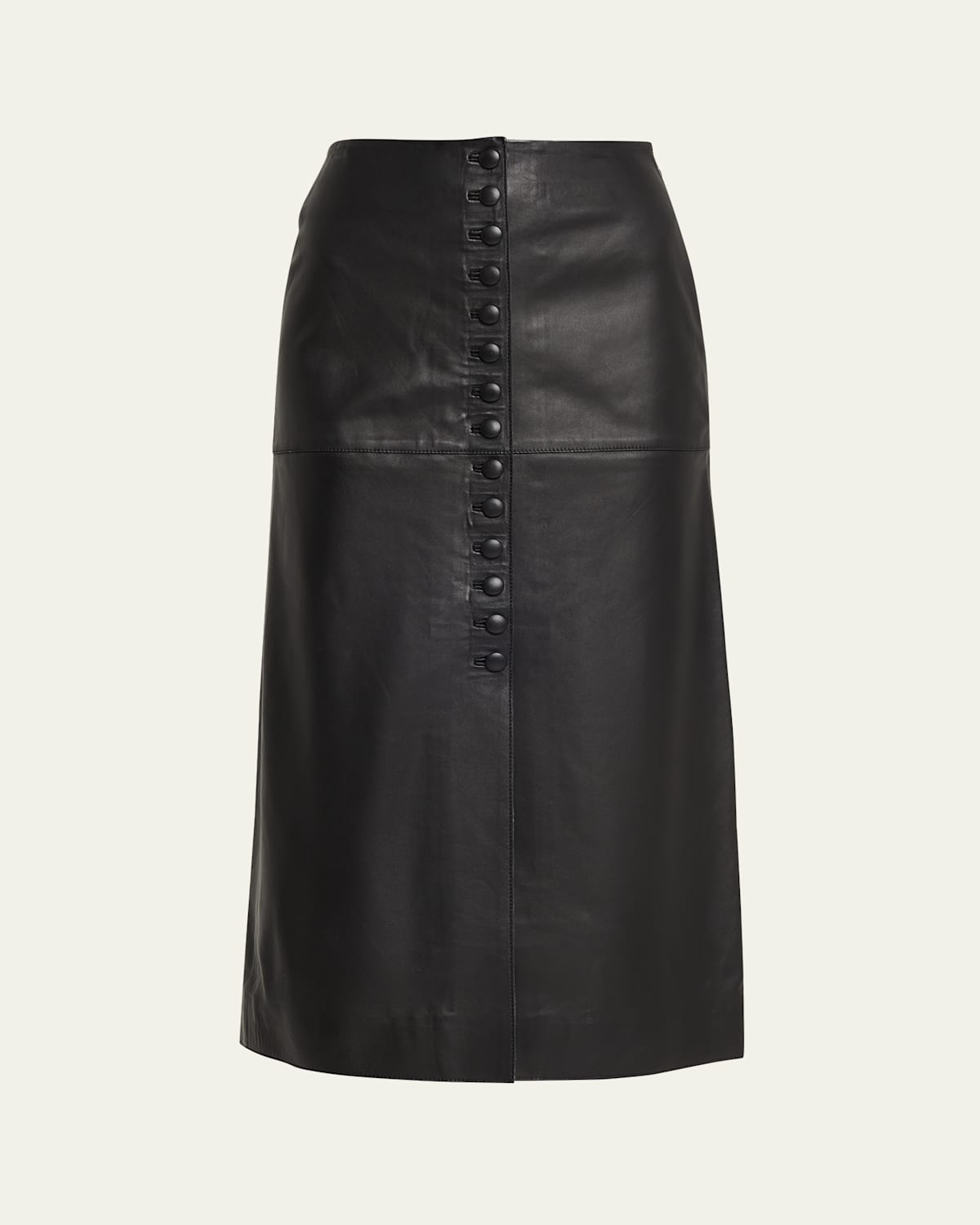 Liberowe Maha Button-front Leather Midi Skirt In Black