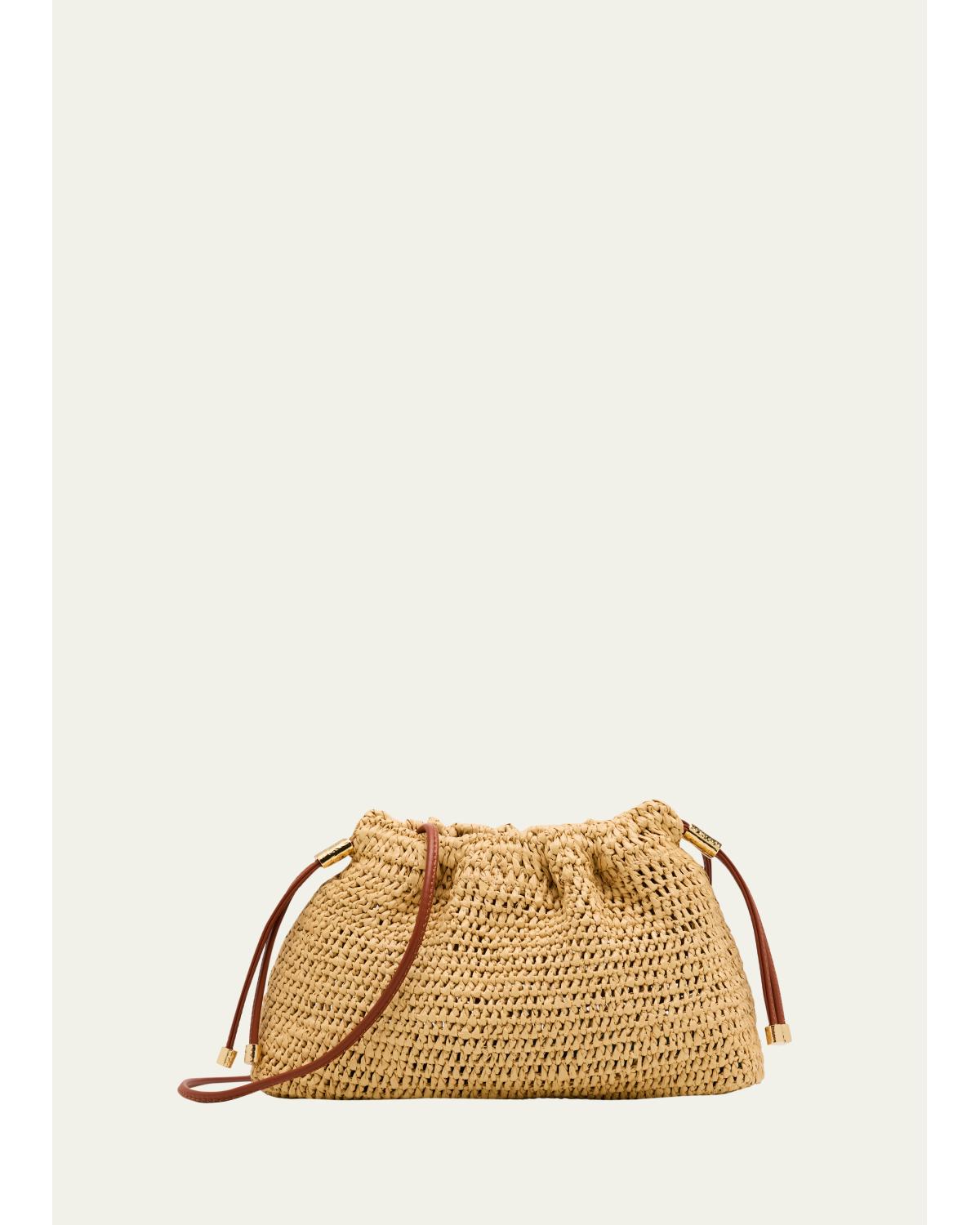 Lali Ruched Raffia Clutch Bag
