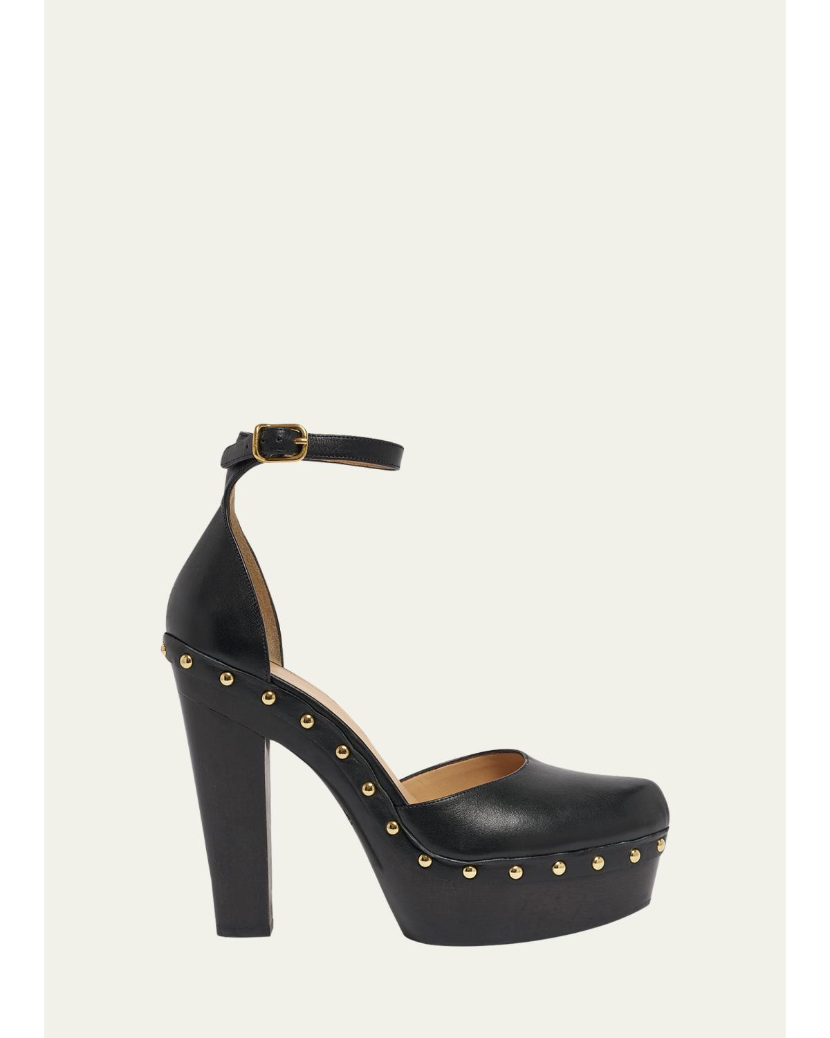 130Mm Lola Leather Platform Pumps