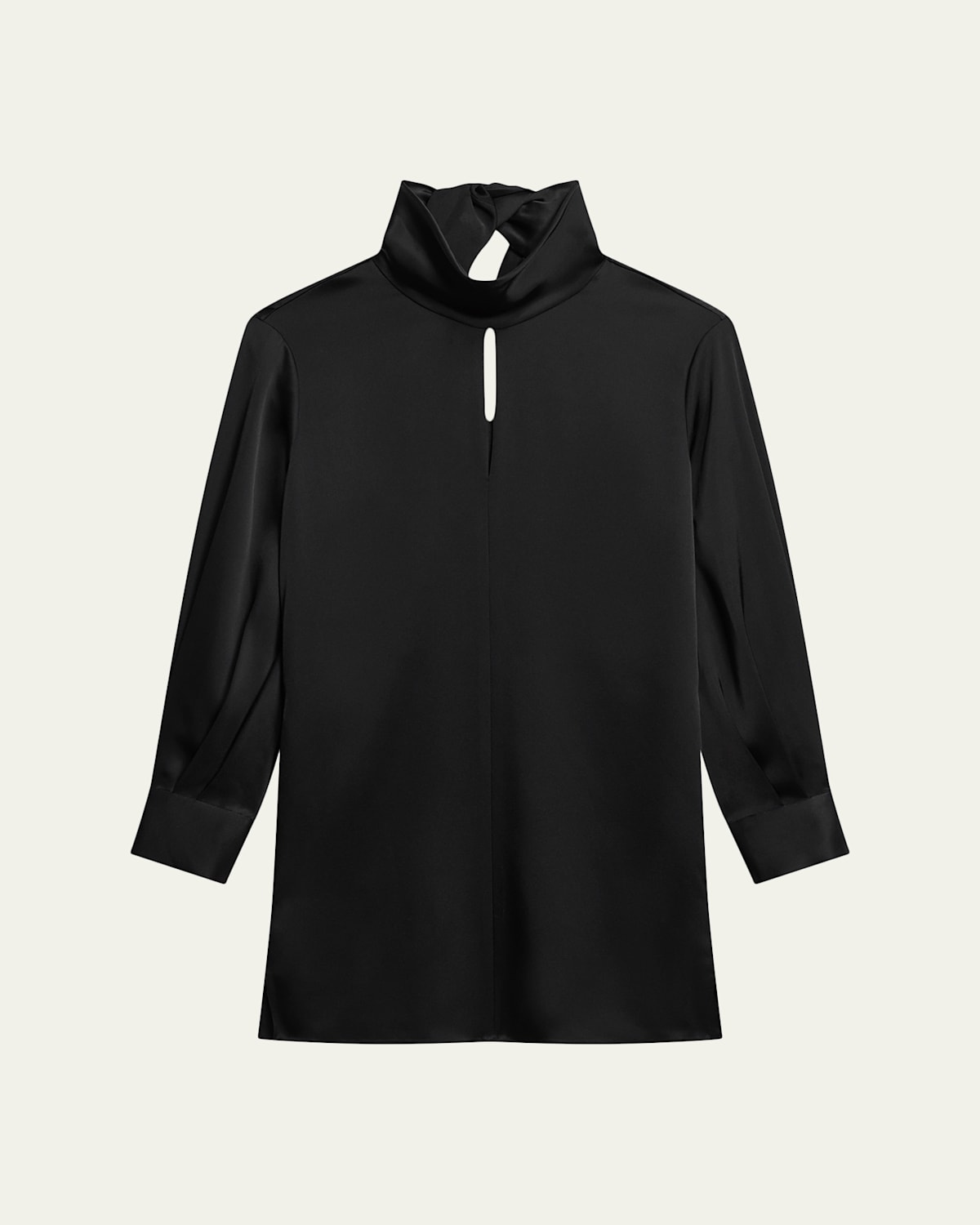 Theory Blouson Sleeve Cutout Satin Dress In Black