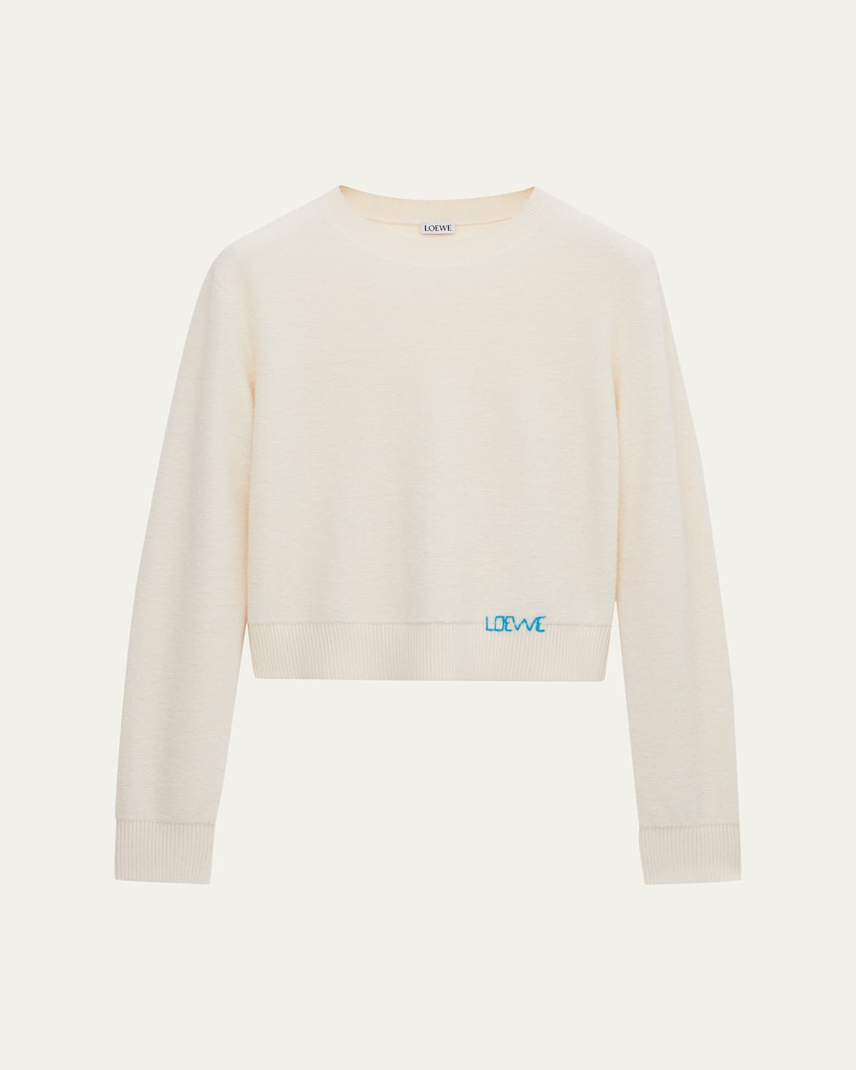 Loewe Womens Ecru Logo-embroidered Long-sleeves Wool Knitted Jumper In Gray