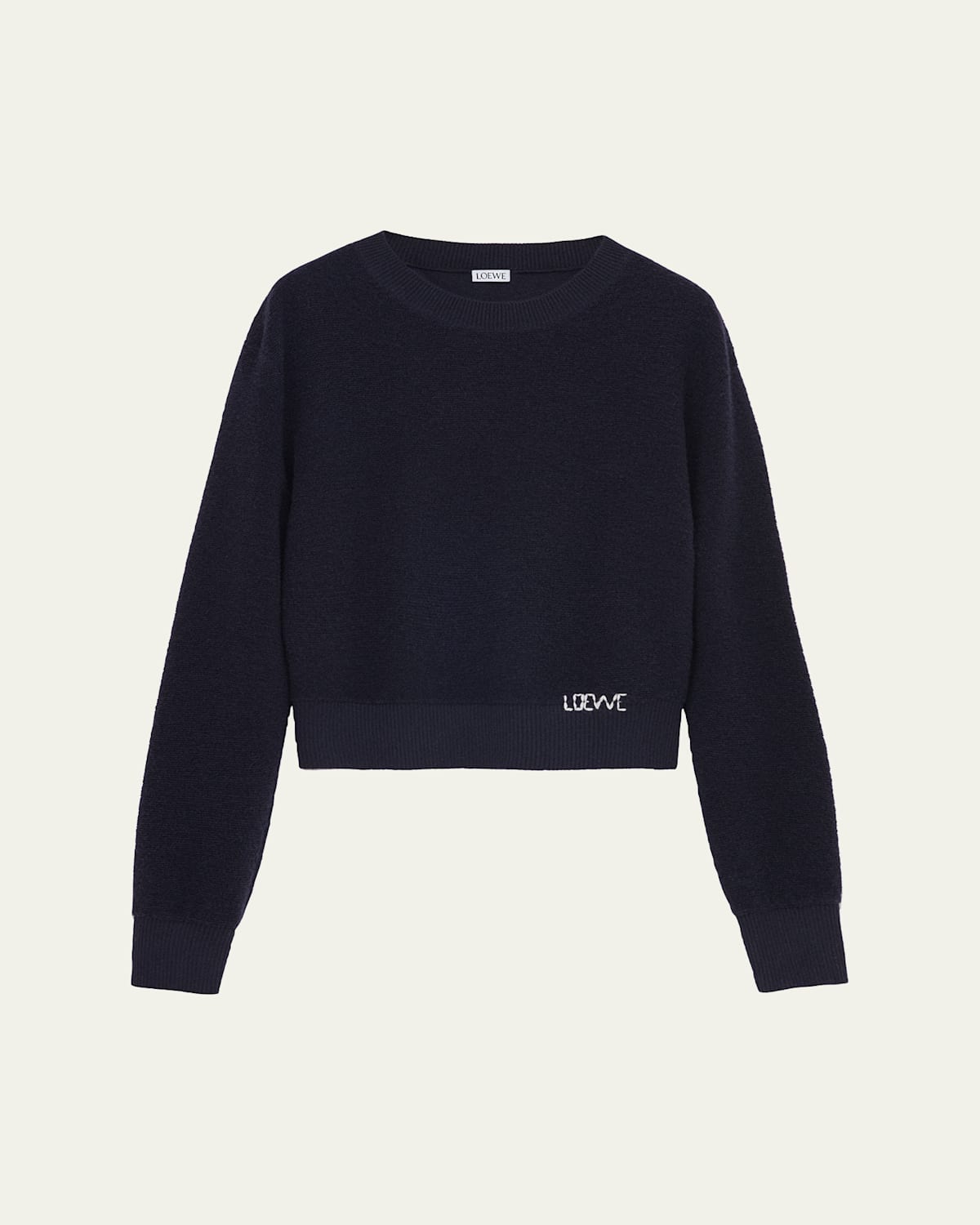 Loewe Logo Embroidered Wool Crewneck Sweater In Blue