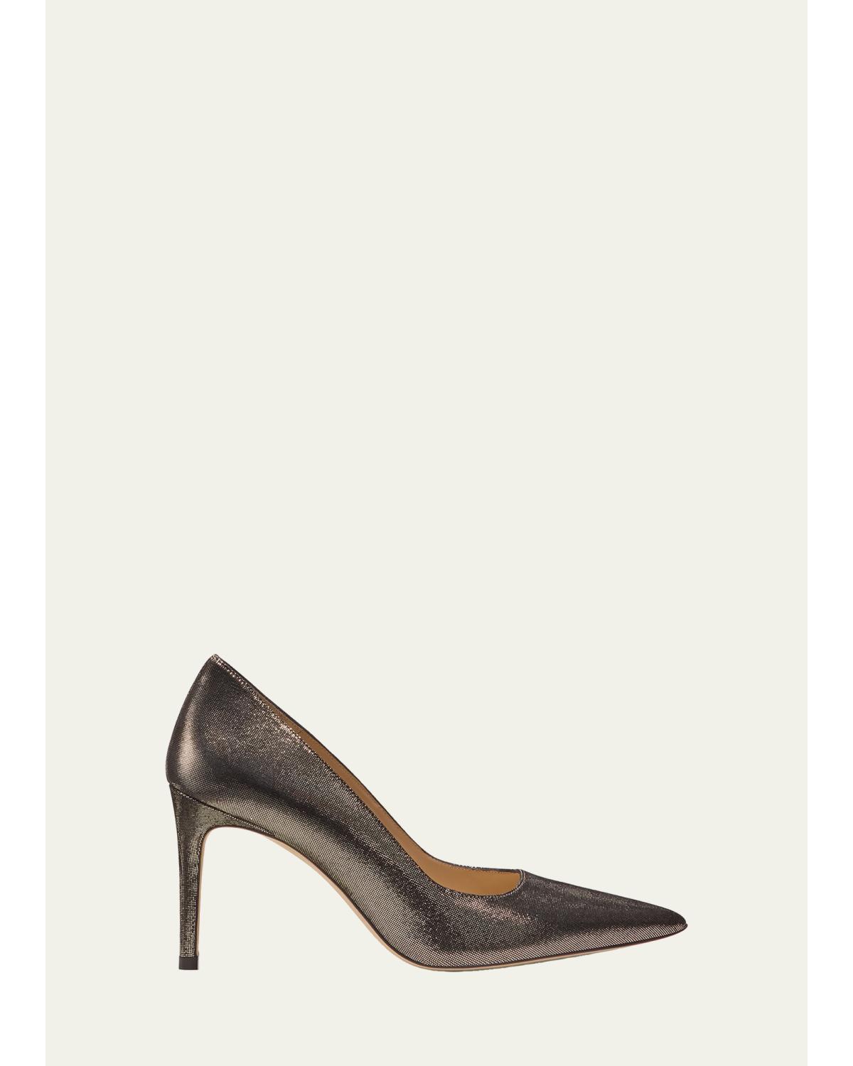 85mm Stuart Power Leather Noir Pumps