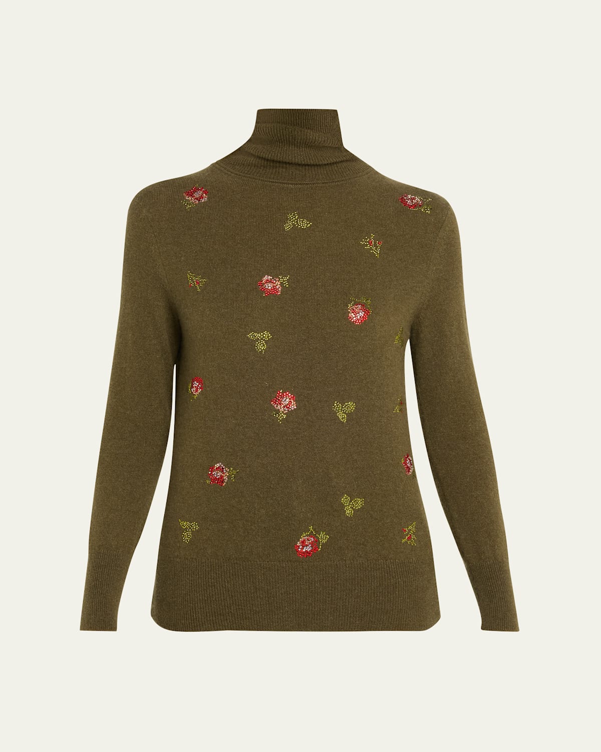 Libertine Florecita Embellished Cashmere Turtleneck Sweater In Brown