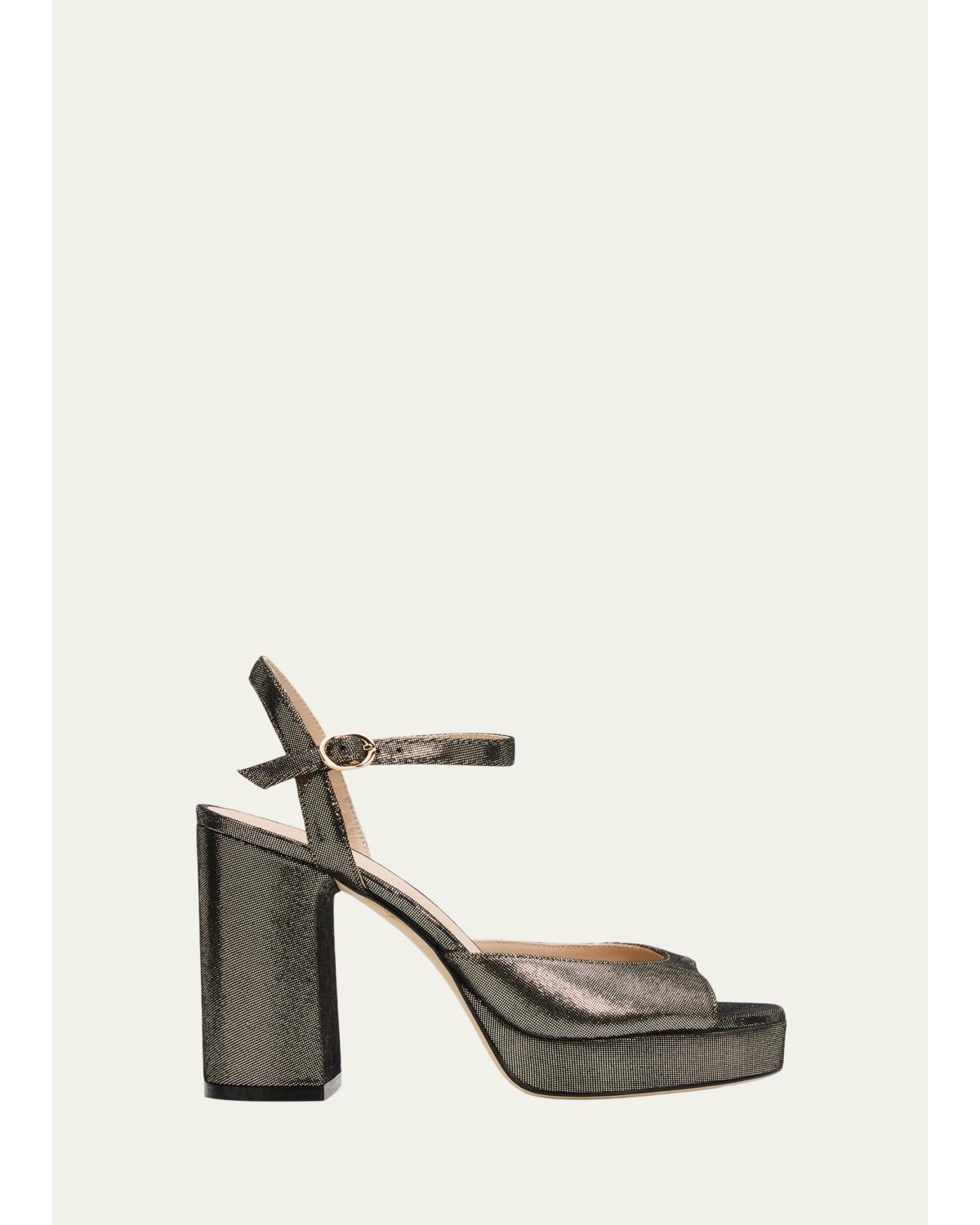 Dayna Ii Leather Noir Ankle-Strap Platform Sandals