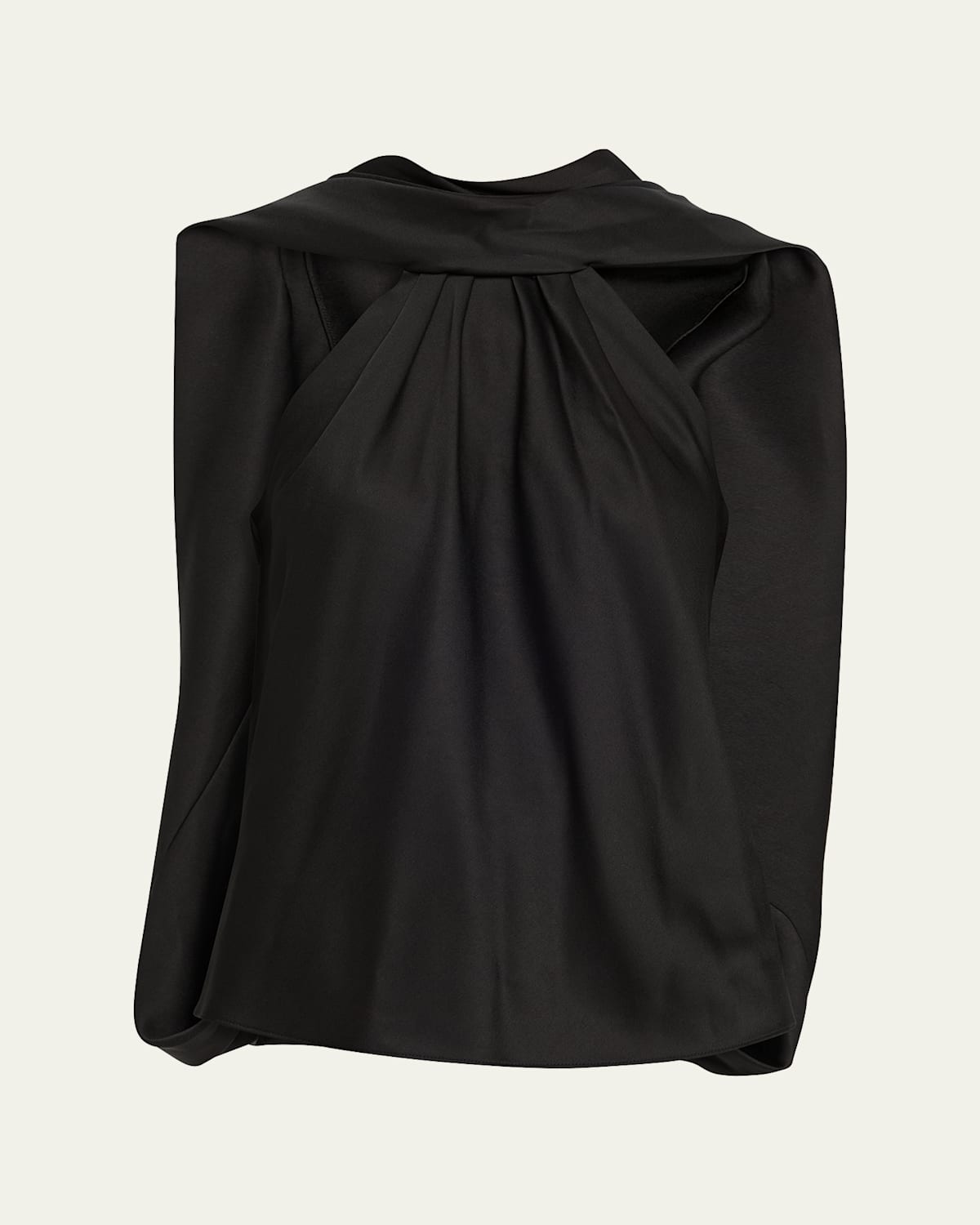 Simkhai Scarlett Cape-effect Draped Satin Top In Black