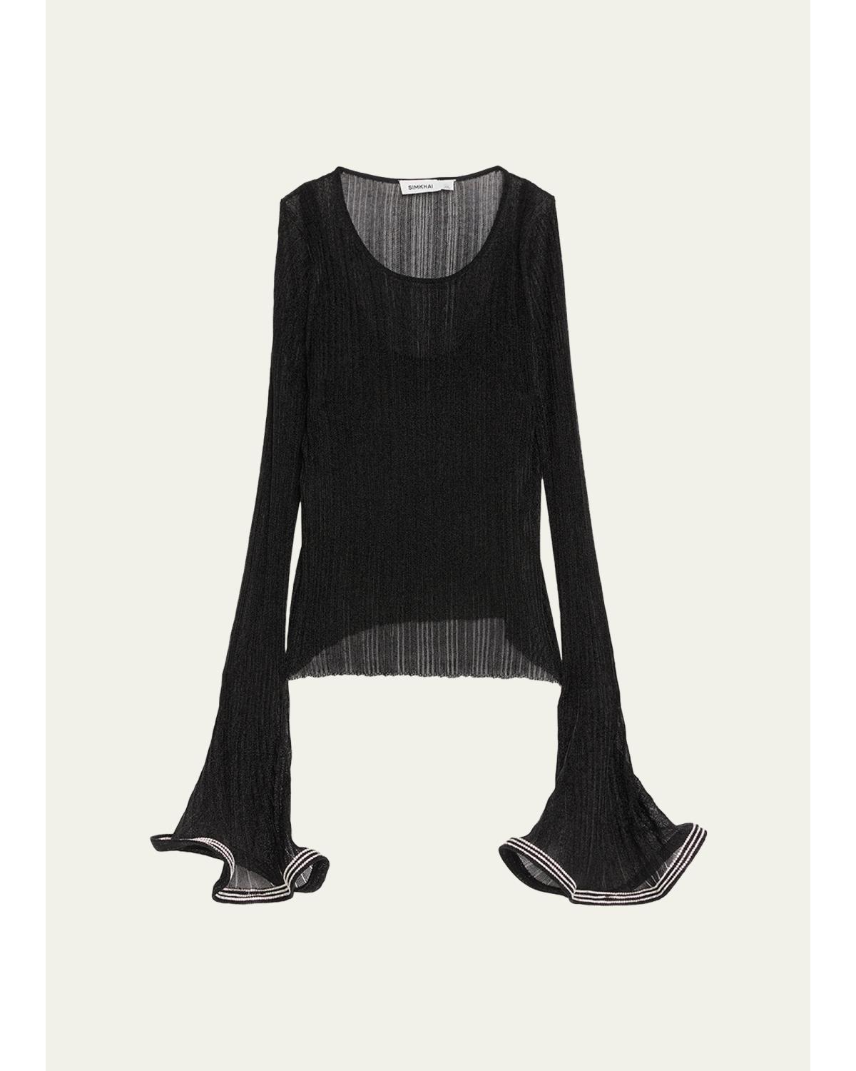 Maebry Long-Sleeve Rib-Knit Top