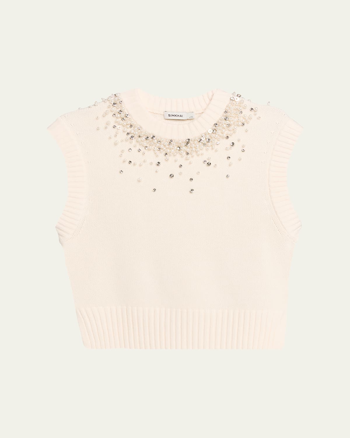 Simkhai Candra Embellished Knit Vest In White