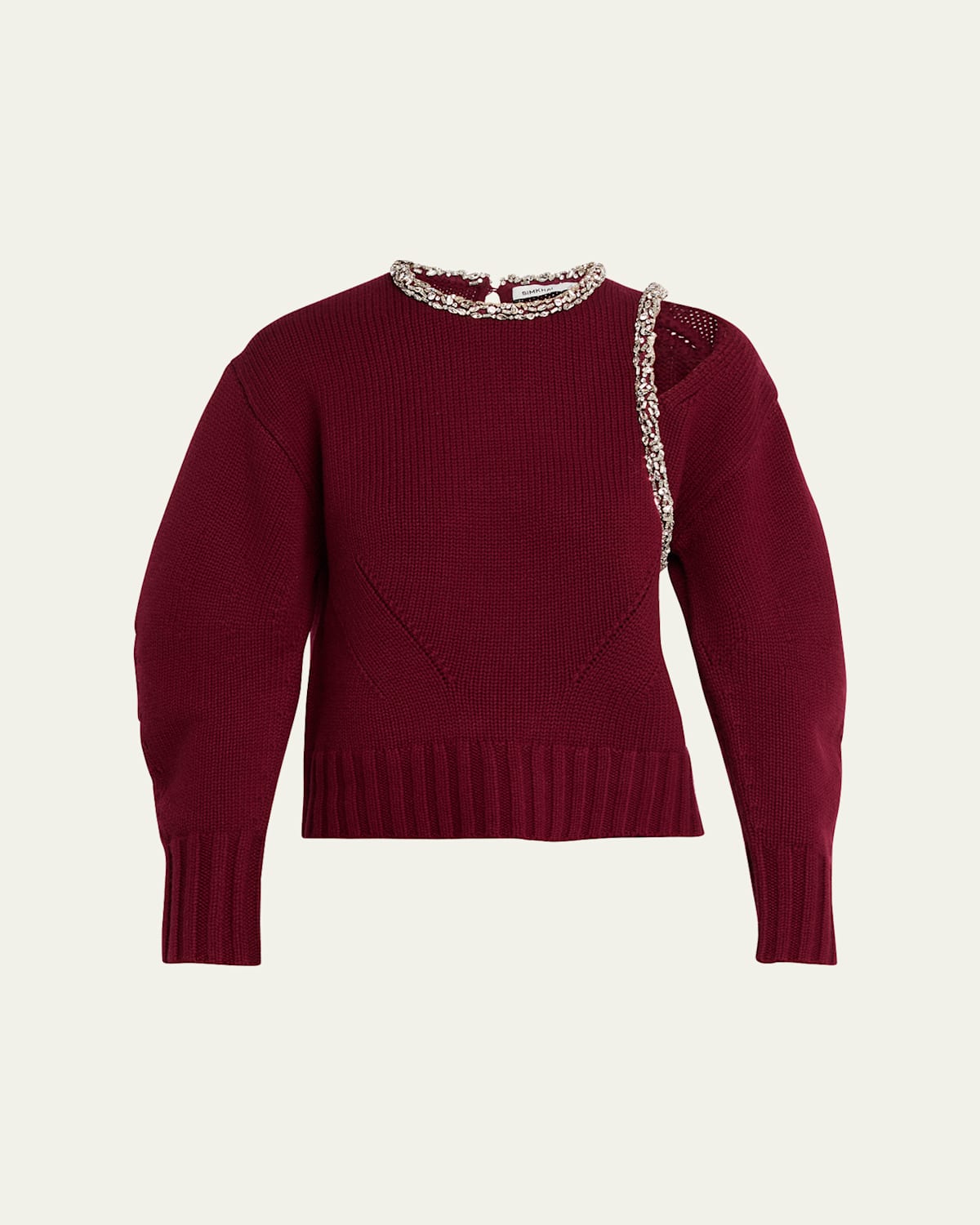 Simkhai Womens Oxblood Monroe Embellished Wool-blend Jumper In Burgundy