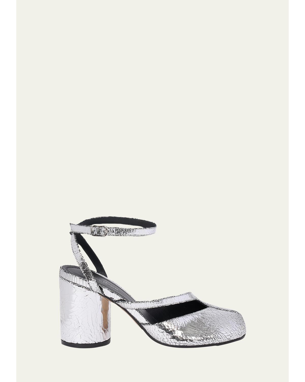 Tabi Broken Mirror Leather Split-Toe Pumps