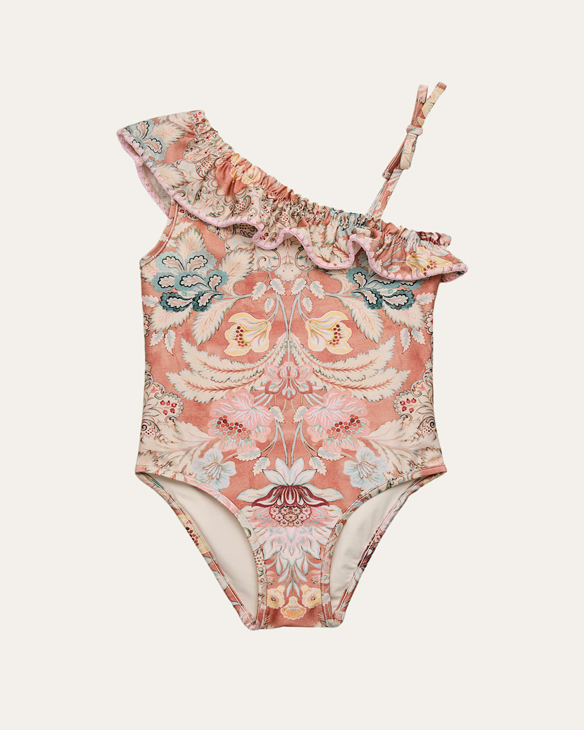 Girl's Daylight Asymmetric Ruffle One-Piece Swimsuit, Size 1-12