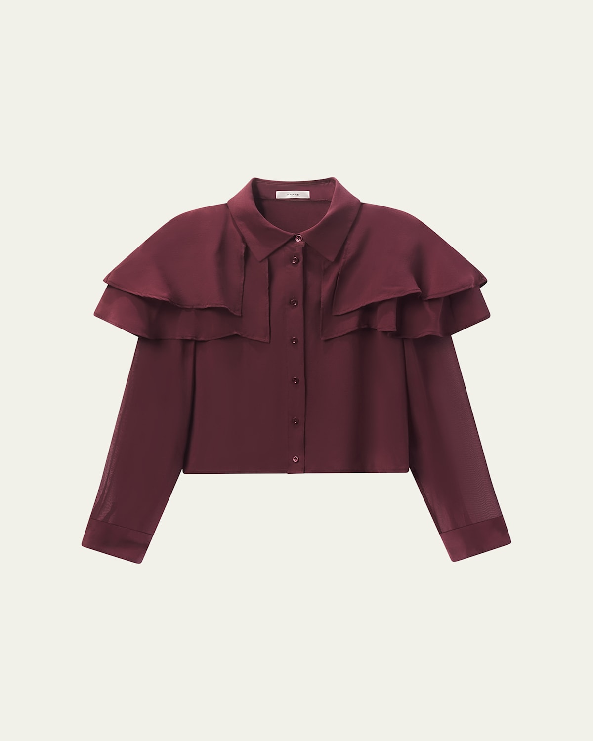 Frame The Silk Cape Blouse In Burgundy