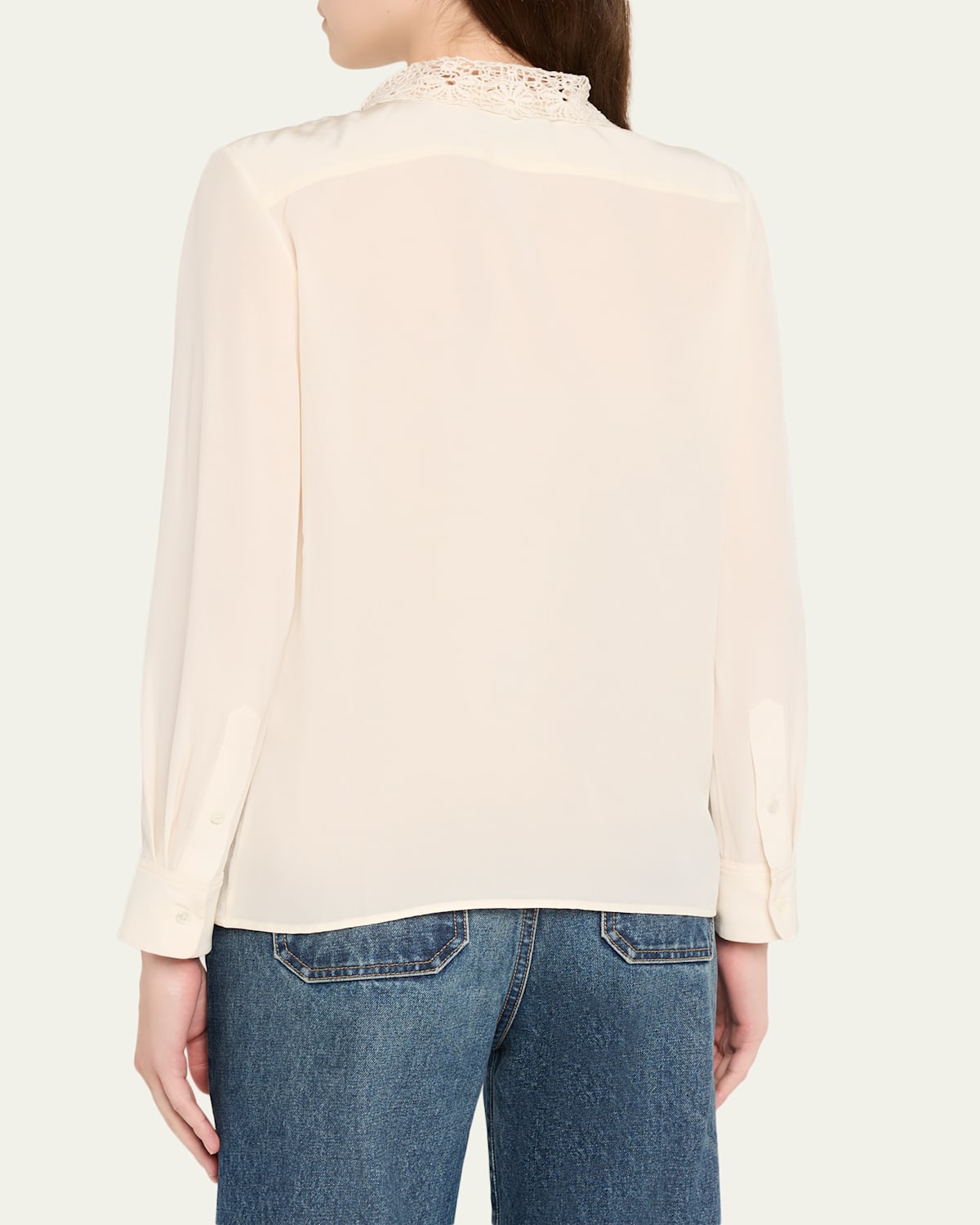 Zola Silk Lace-Bib Shirt